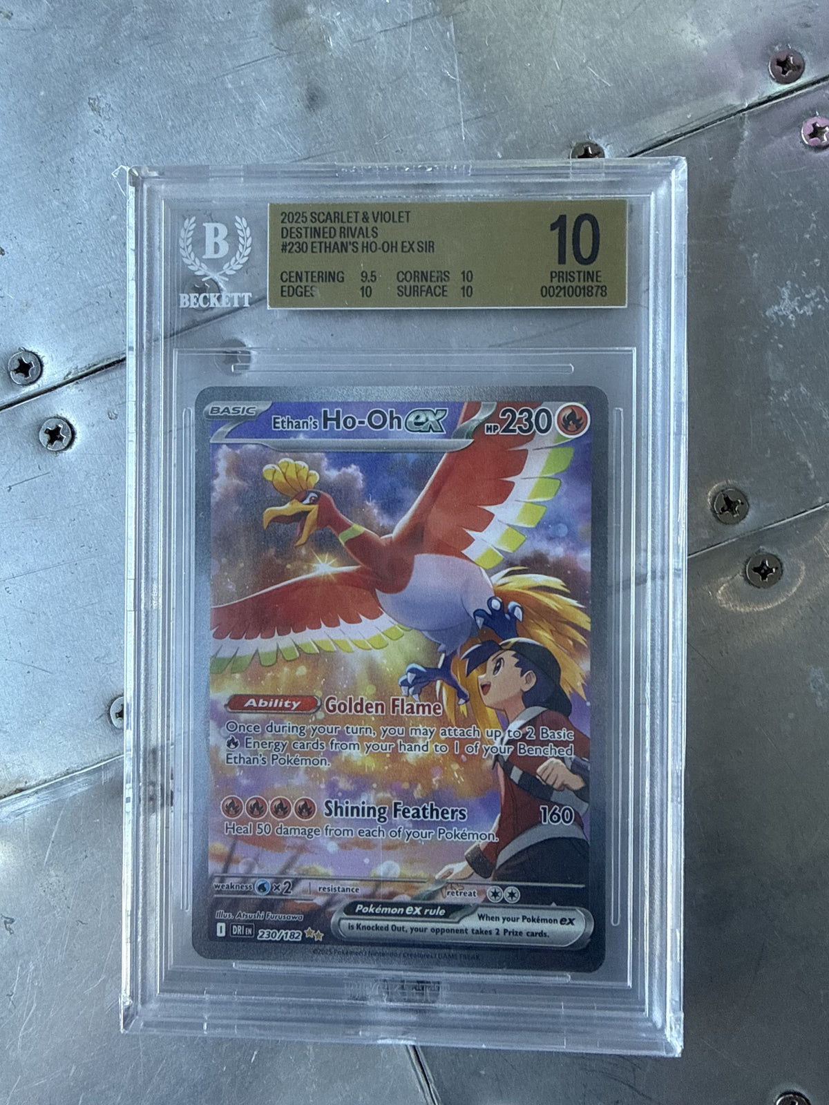 BGS 10 Pristine Ethan's Ho-Oh ex Full Art Holo SIR 230/182 Sv10 2025 EN