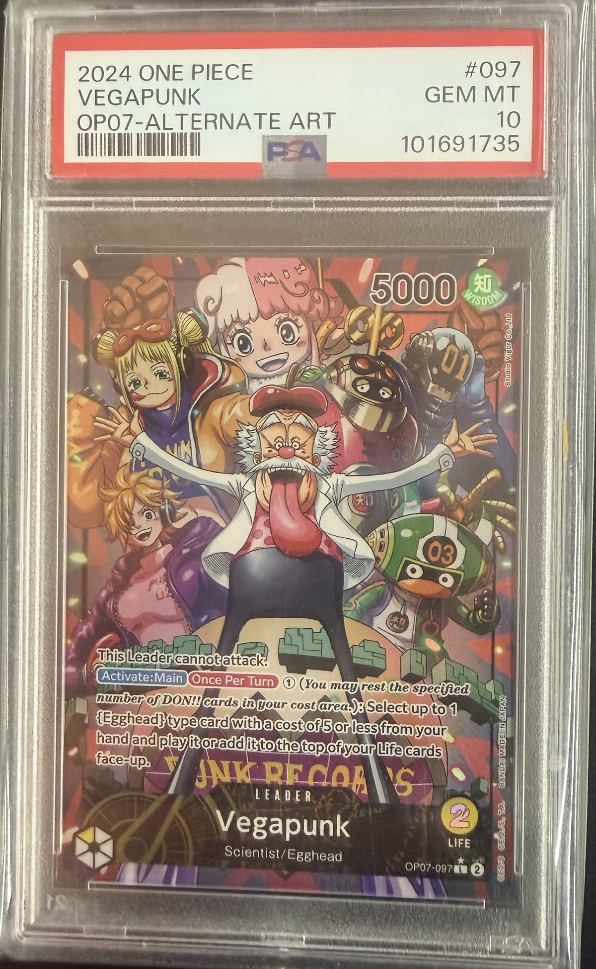 2024 ONE PIECE OP07-500 YEARS IN THE FUTURE ALTERNATE ART #097 VEGAPUNK PSA 10