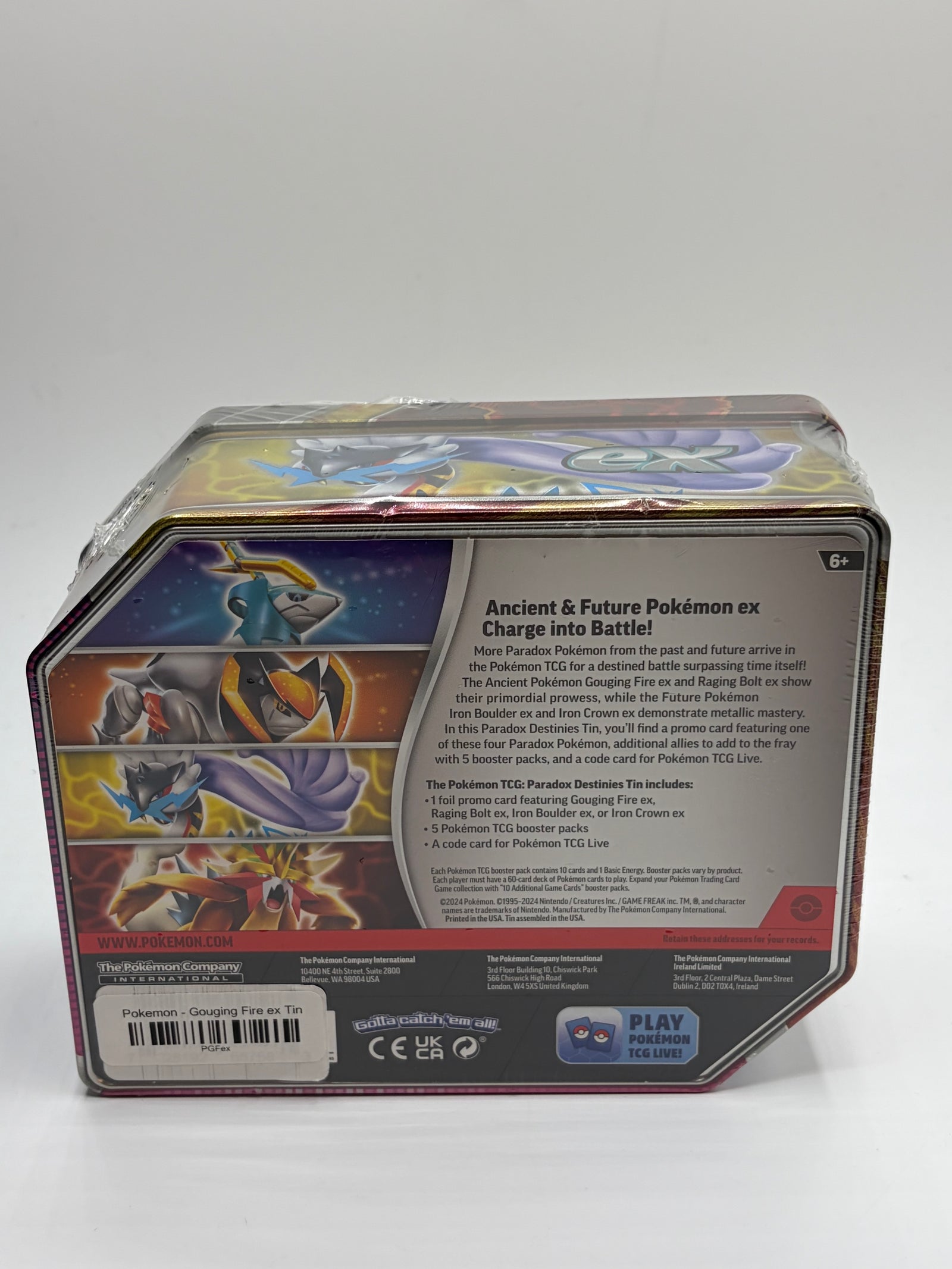 Pokemon Trading Card Games Paradox Destinies Gouging Fire ex Tin Sealed