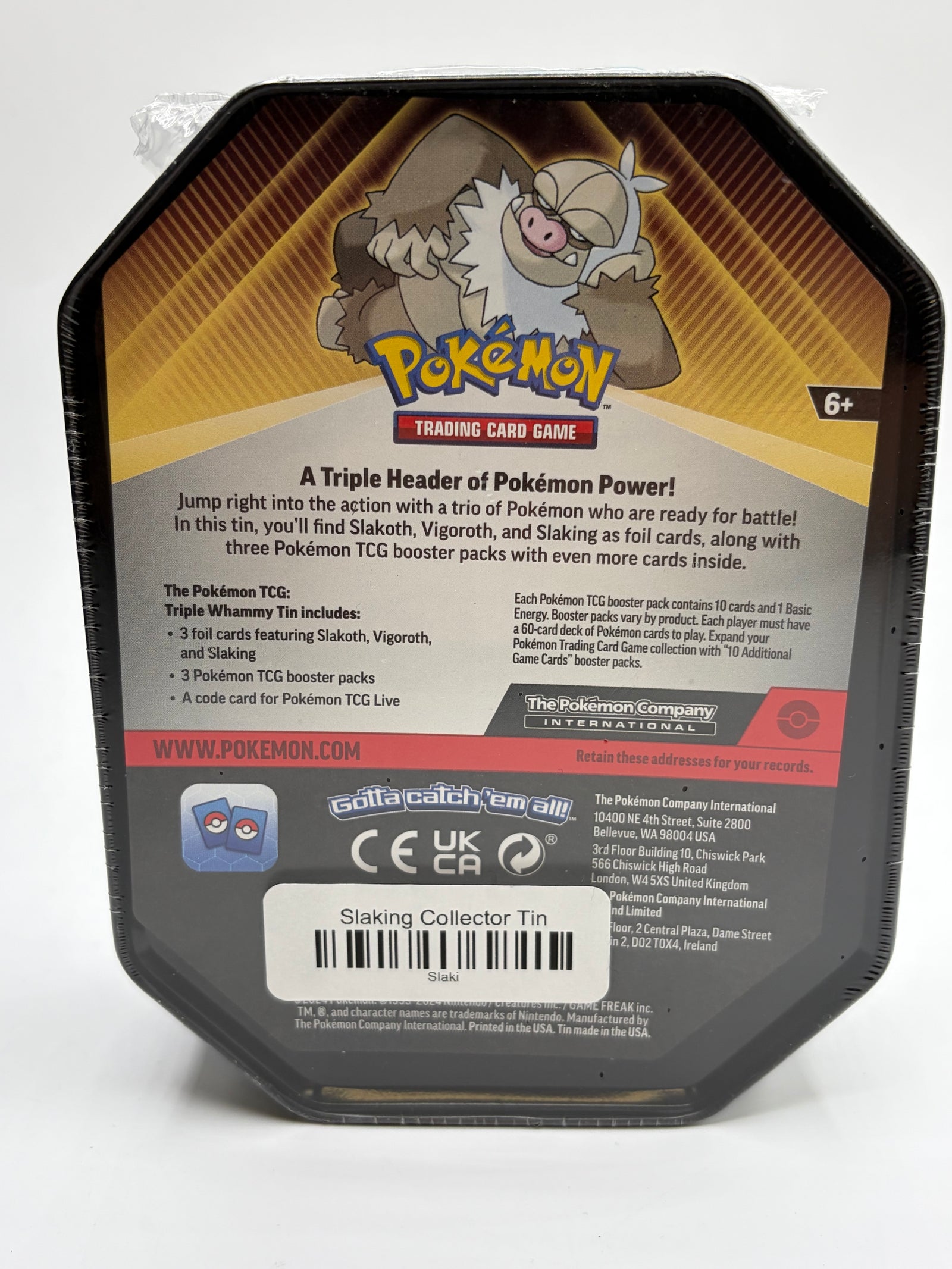 Pokemon TCG Triple Whammy Collector Tin SLAKING New/Sealed - 3 Booster Packs inside