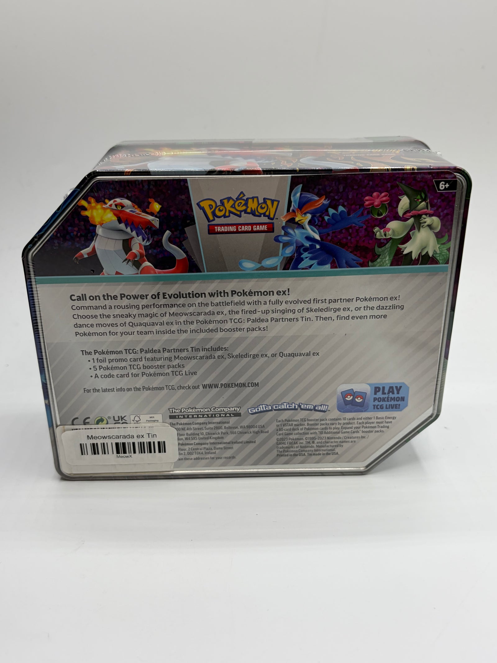 Paldea Partners Tin Meowscarada ex Pokemon TCG Sealed