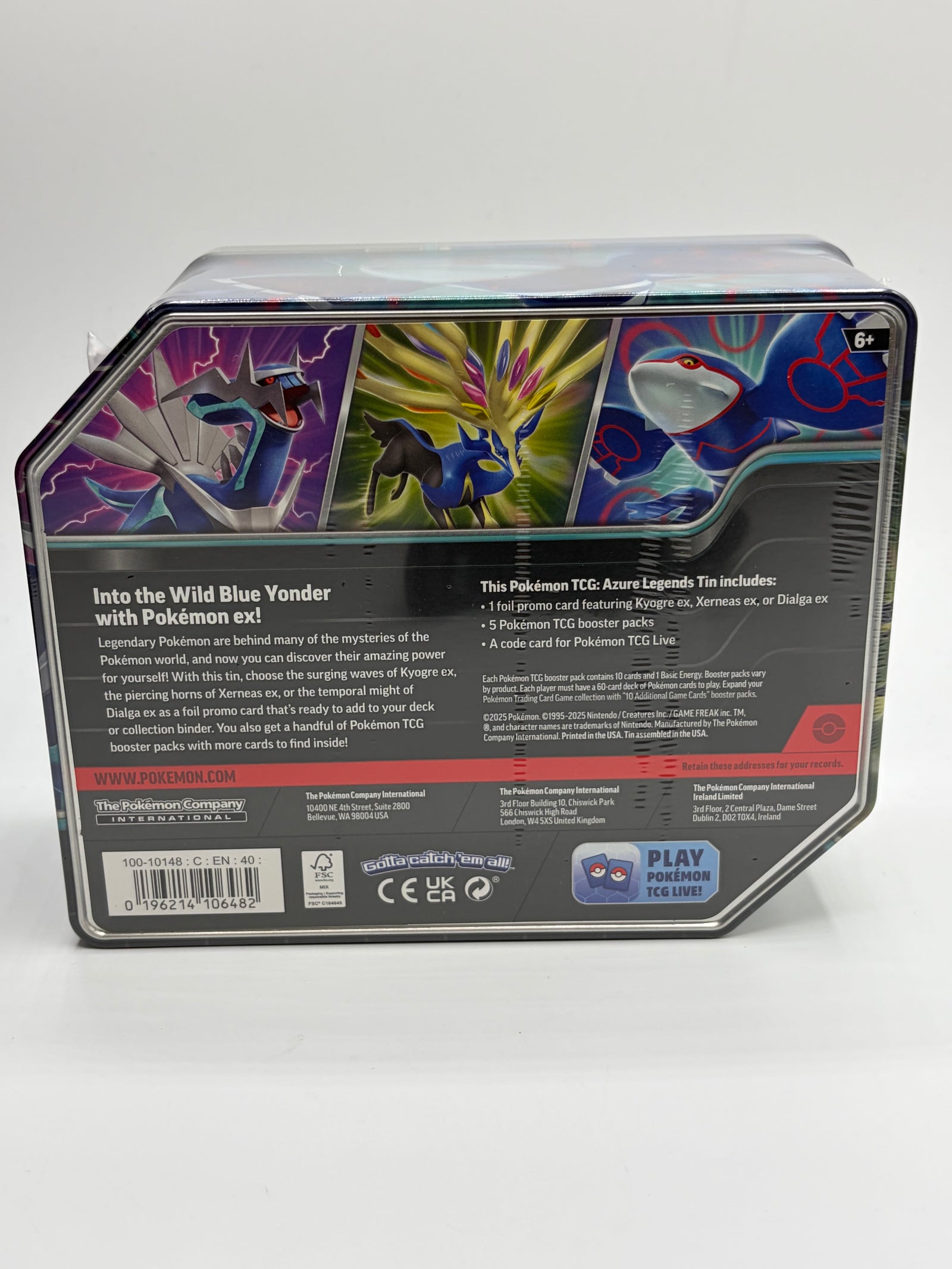 Pokémon TCG Azure Legends Tin Kyogre ex Sealed