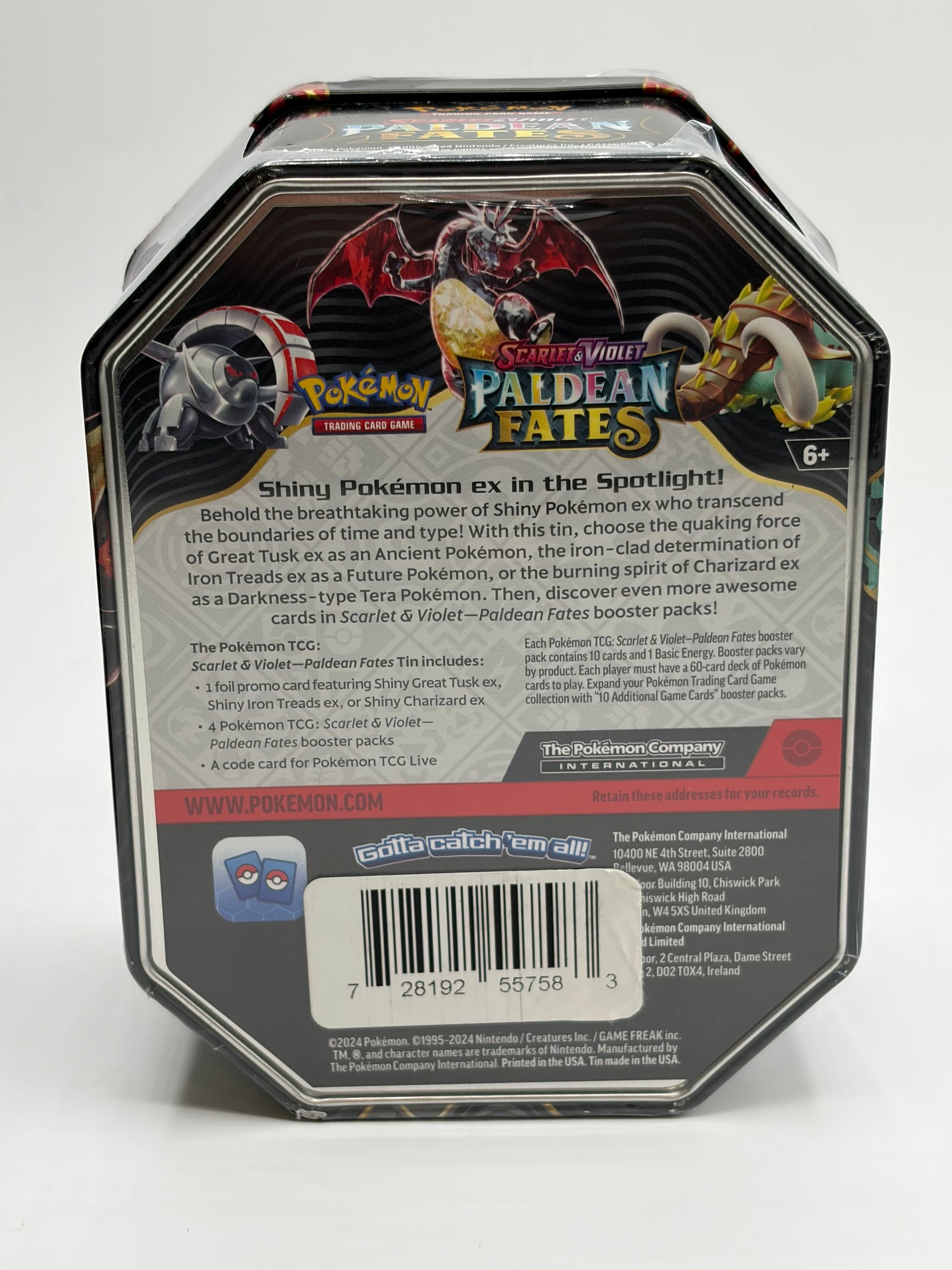 Sealed Pokemon Paldean Fates Charizard ex Tin