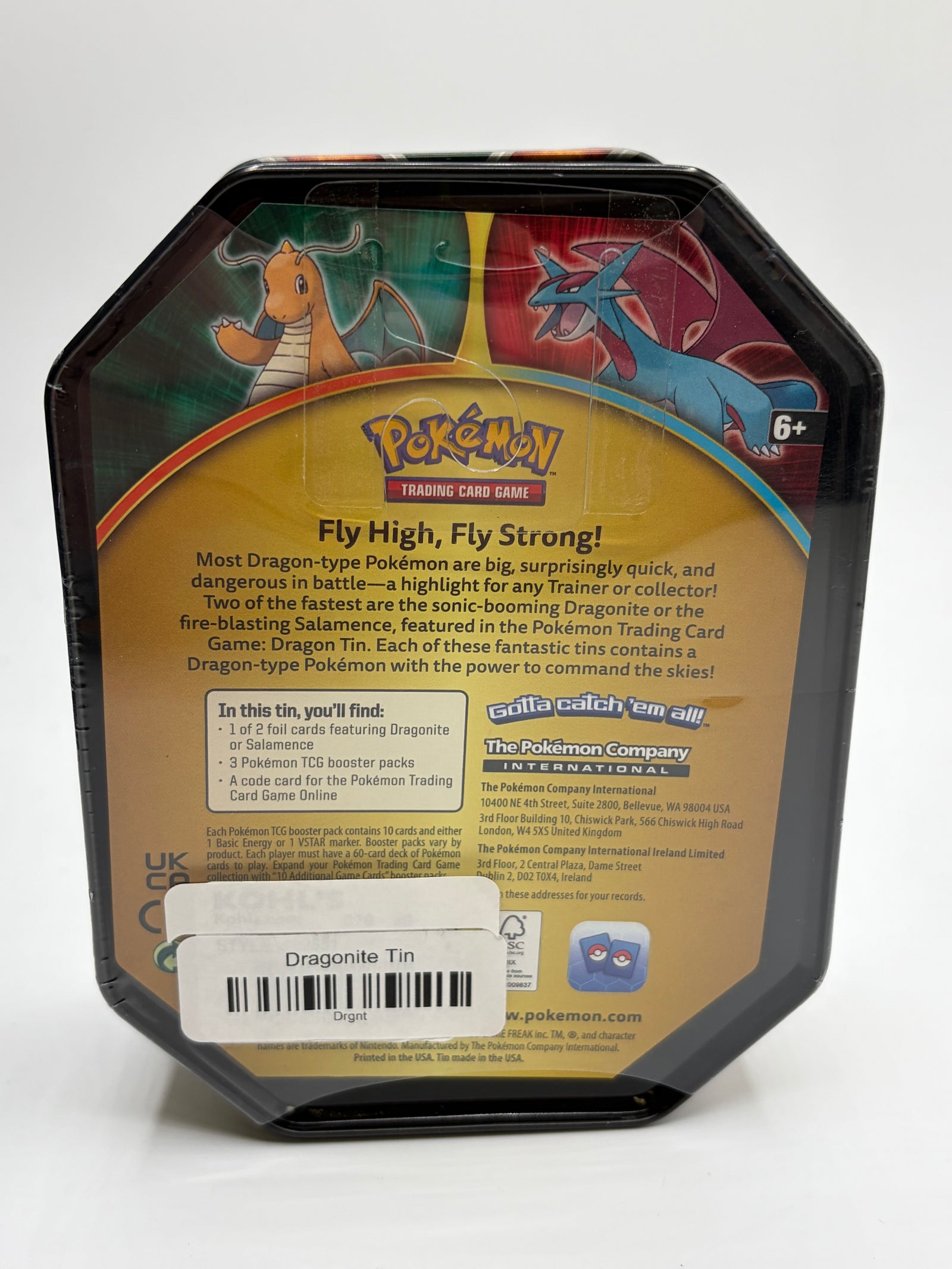 Pokemon TCG: Dragonite Dragons Tin w/3 booster packs + promo - Sealed 2019
