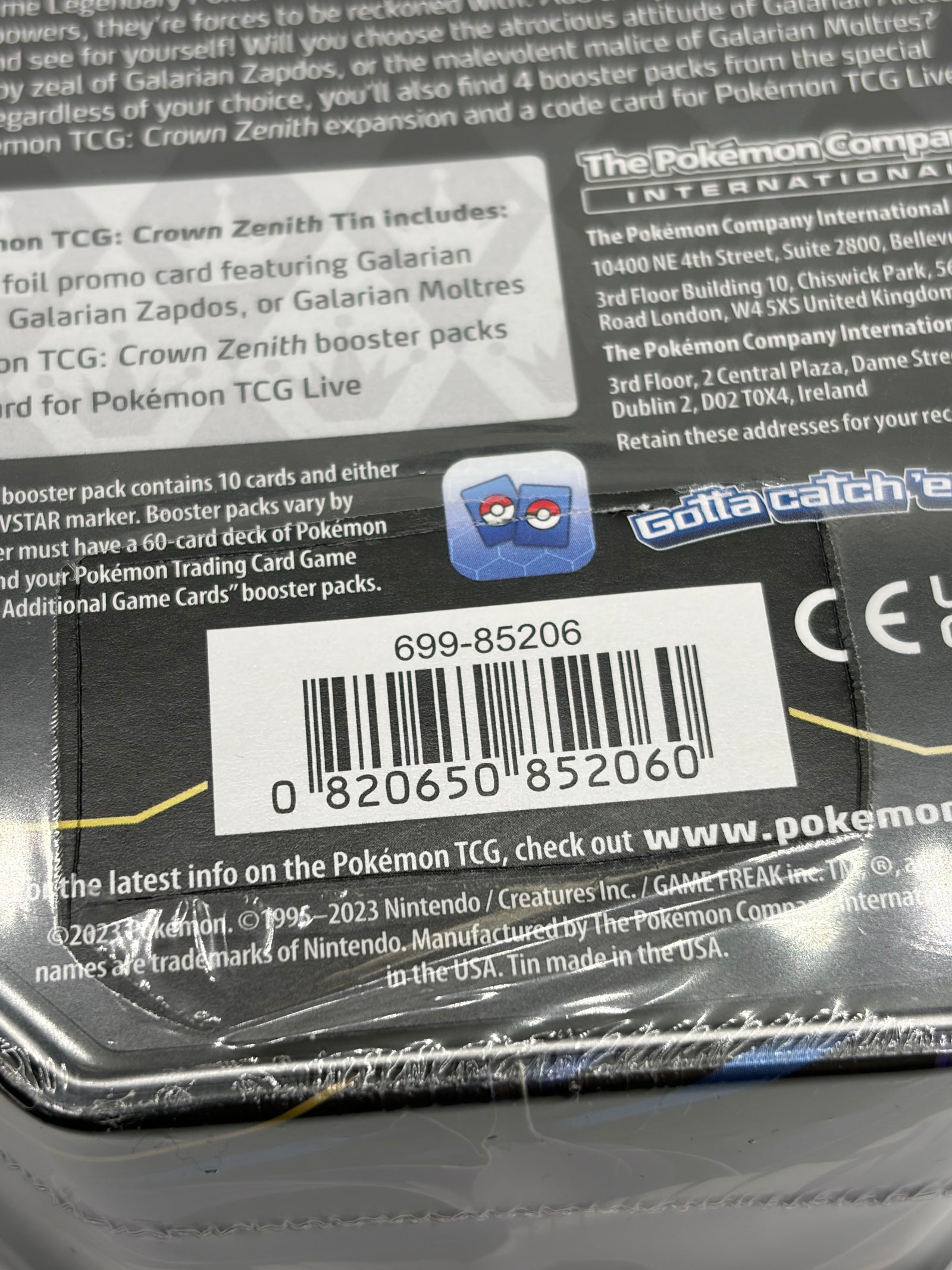 Pokemon TCG - Crown Zenith Galarian Moltres Tin - 2023