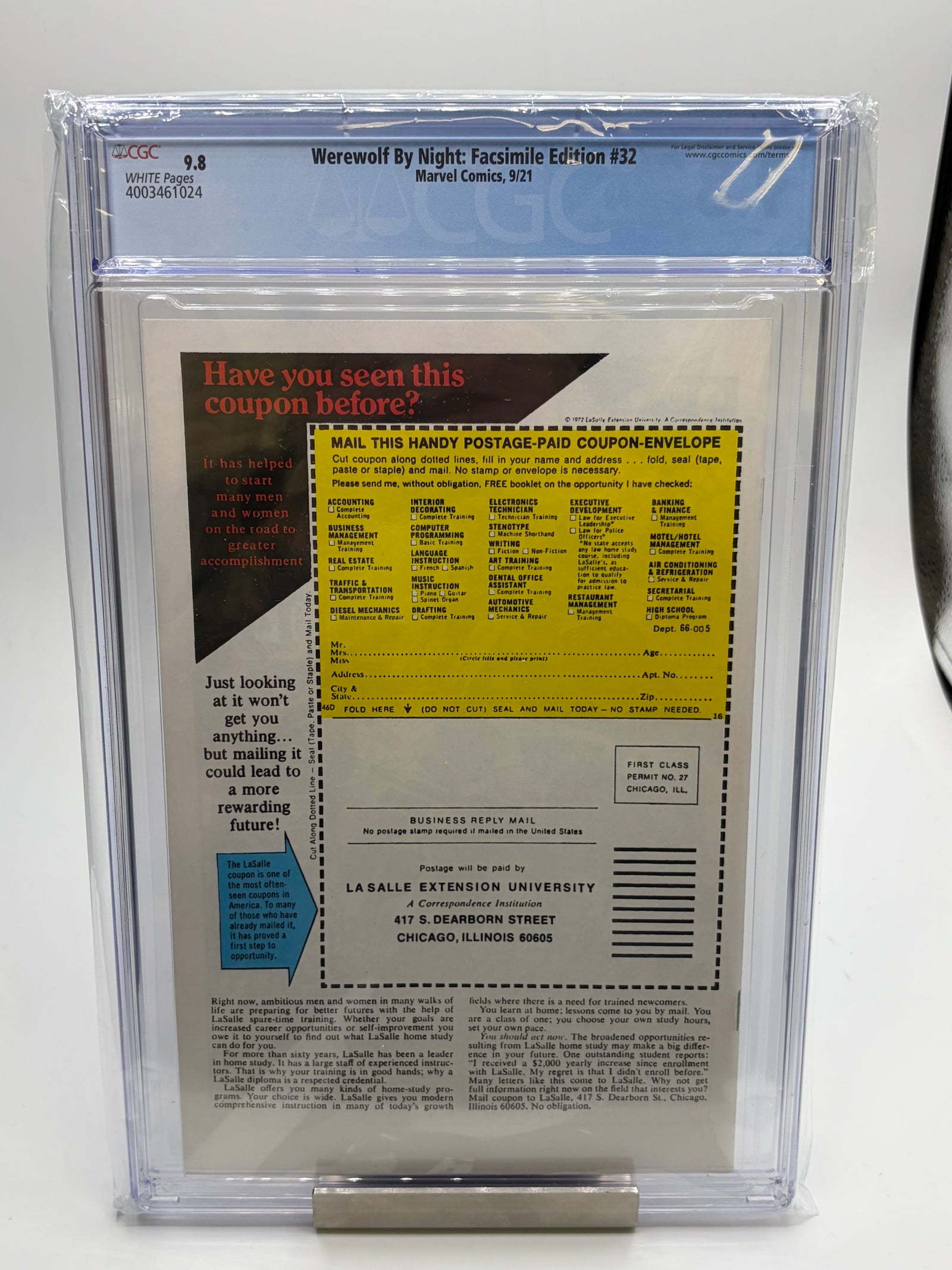 Marvel Comics Werewolf By Night #32 Facsimile Edition CGC 9.8 Moon Knight