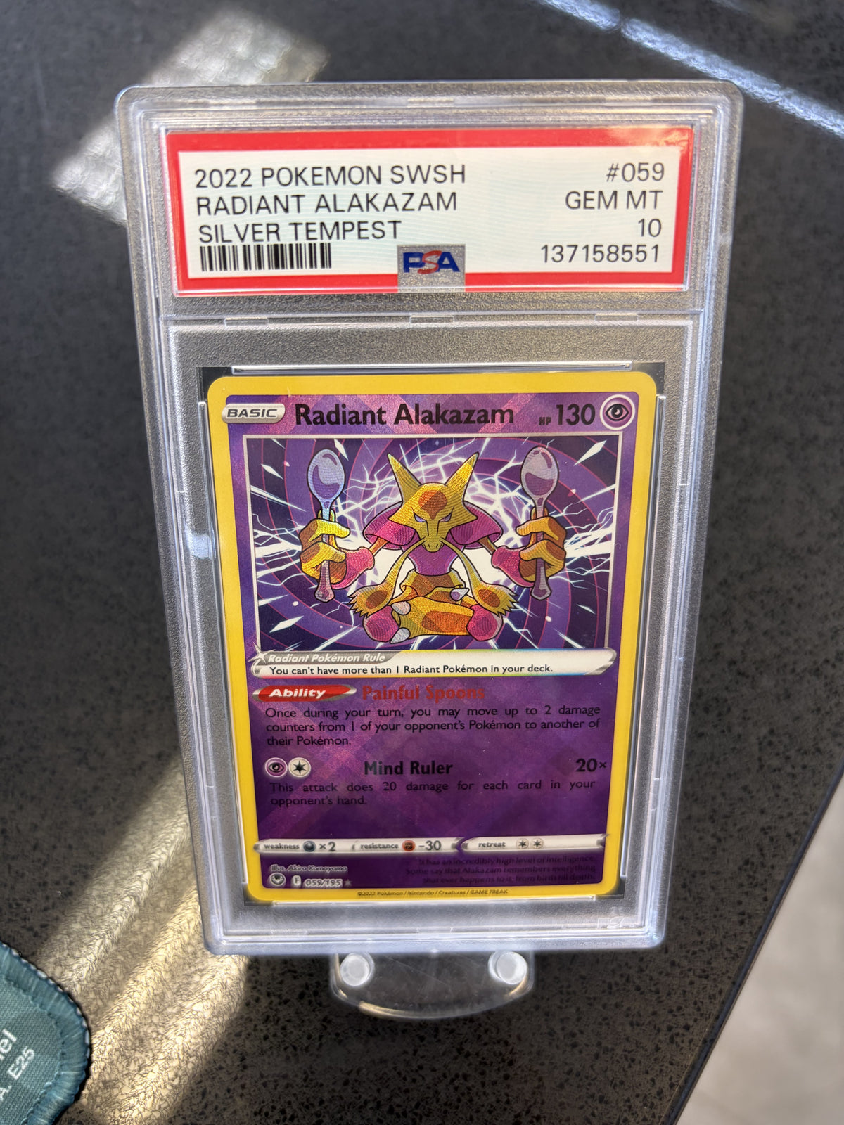 2022 Pokemon SWSH Radiant Alakazam Silver Tempest PSA 10