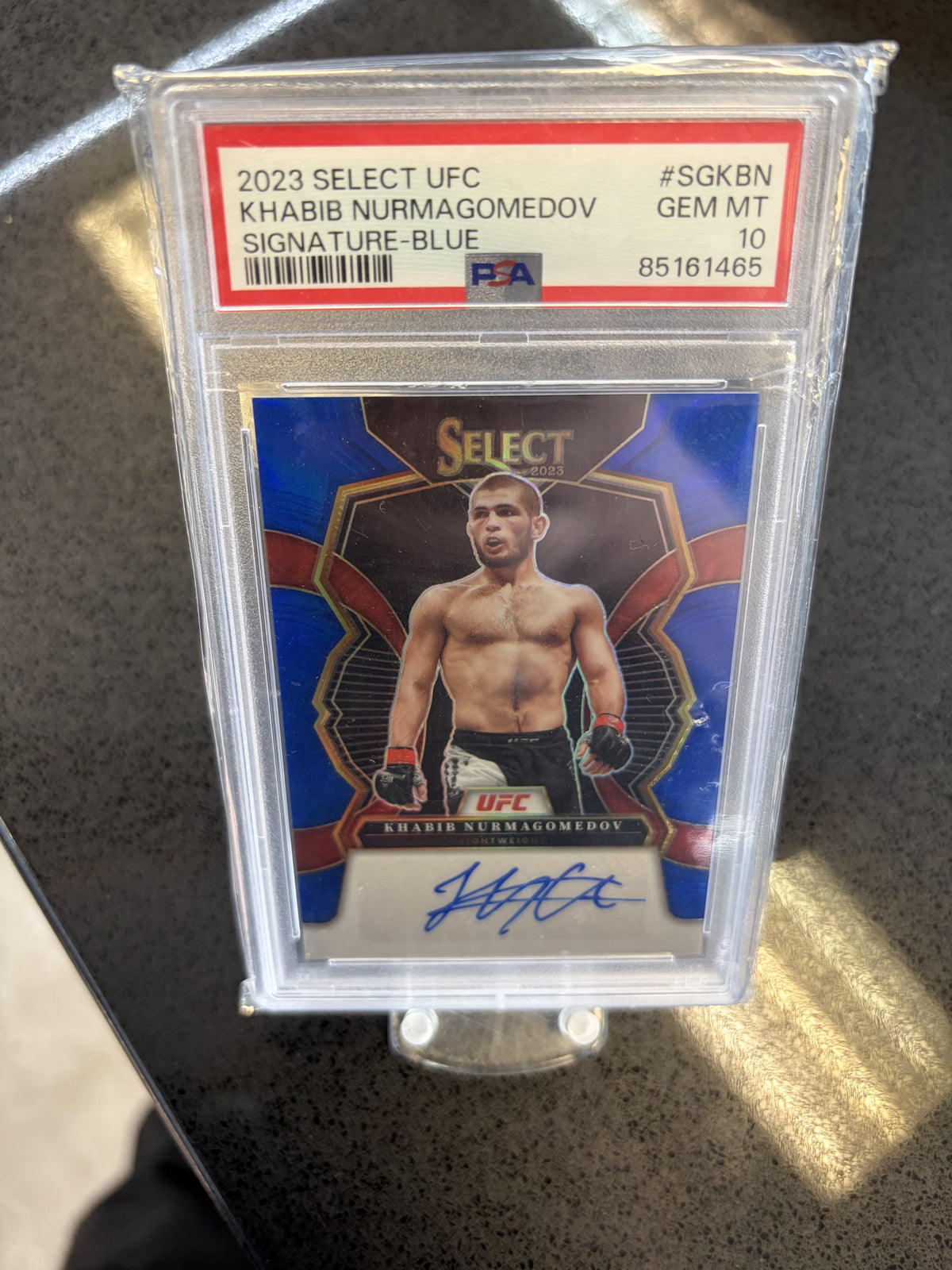 2023 Panini Select UFC Khabib Nurmagomedov Auto Blue /75 PSA 10