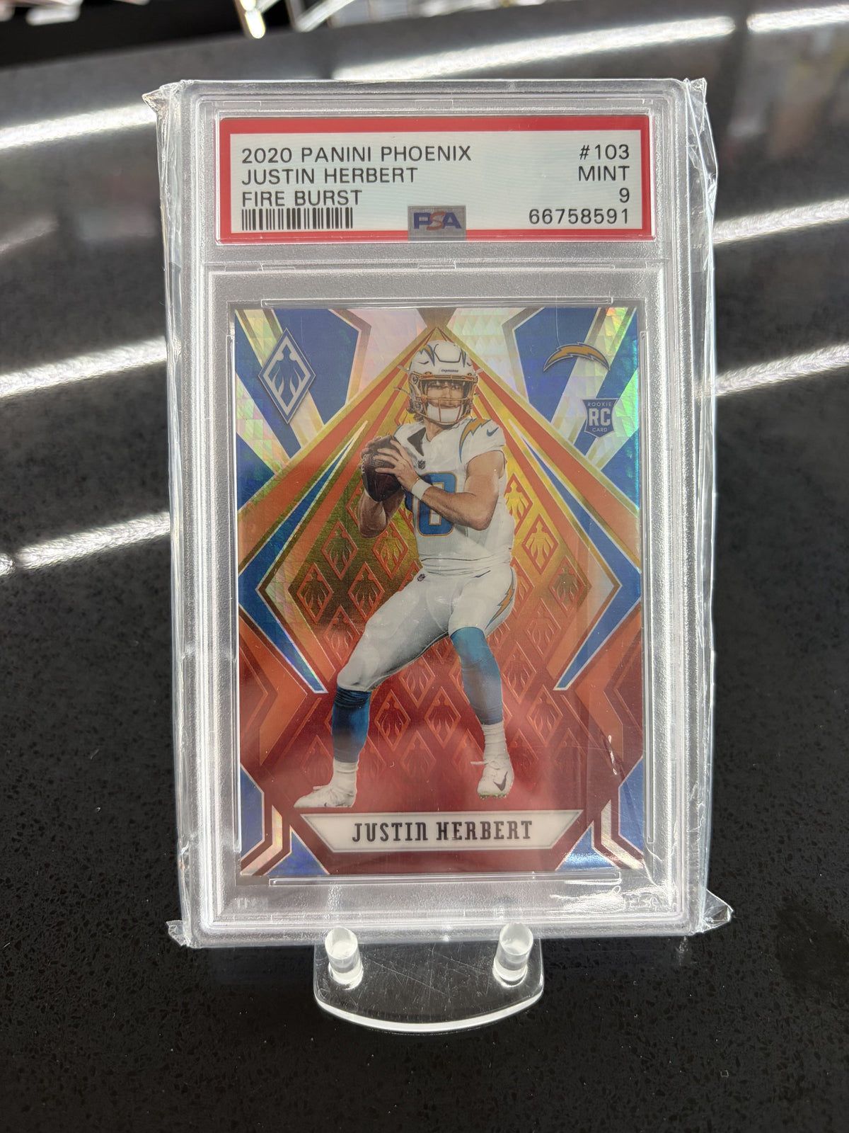 2020 Justin Herbert Panini Phoenix #103 Fire Burst PSA 9
