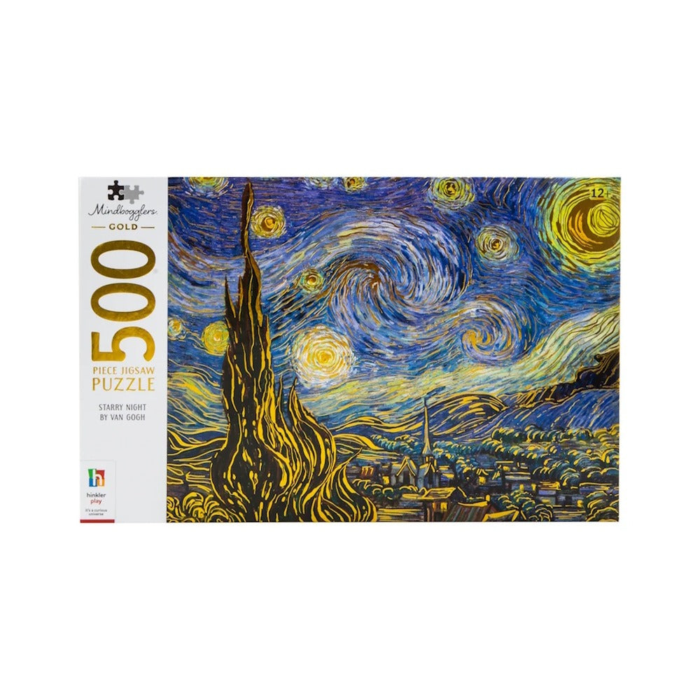 Hinkler Mindbogglers Gold Starry Night by Van Gogh 500-Piece Jigsaw Puzzle