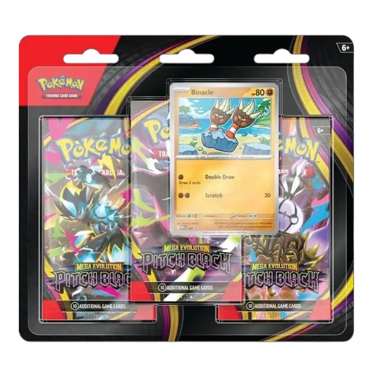 Lowkey Stock Pokemon Trading Card Game Pitch Black booster pack collection set with a featured Binacle card.