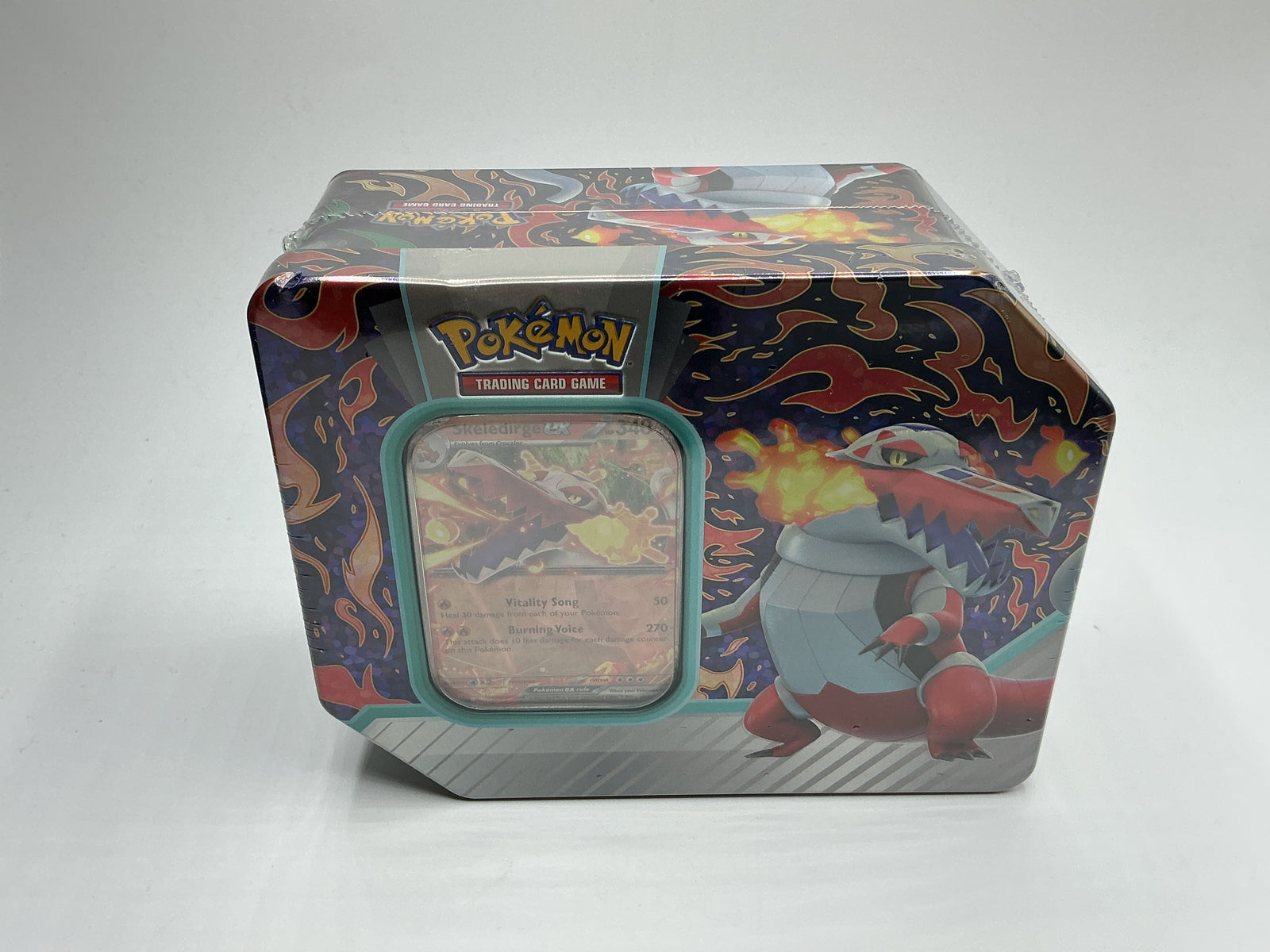 Pokemon TCG Paldea Partners Skeledirge EX Tin 5 Booster Packs Factory Sealed