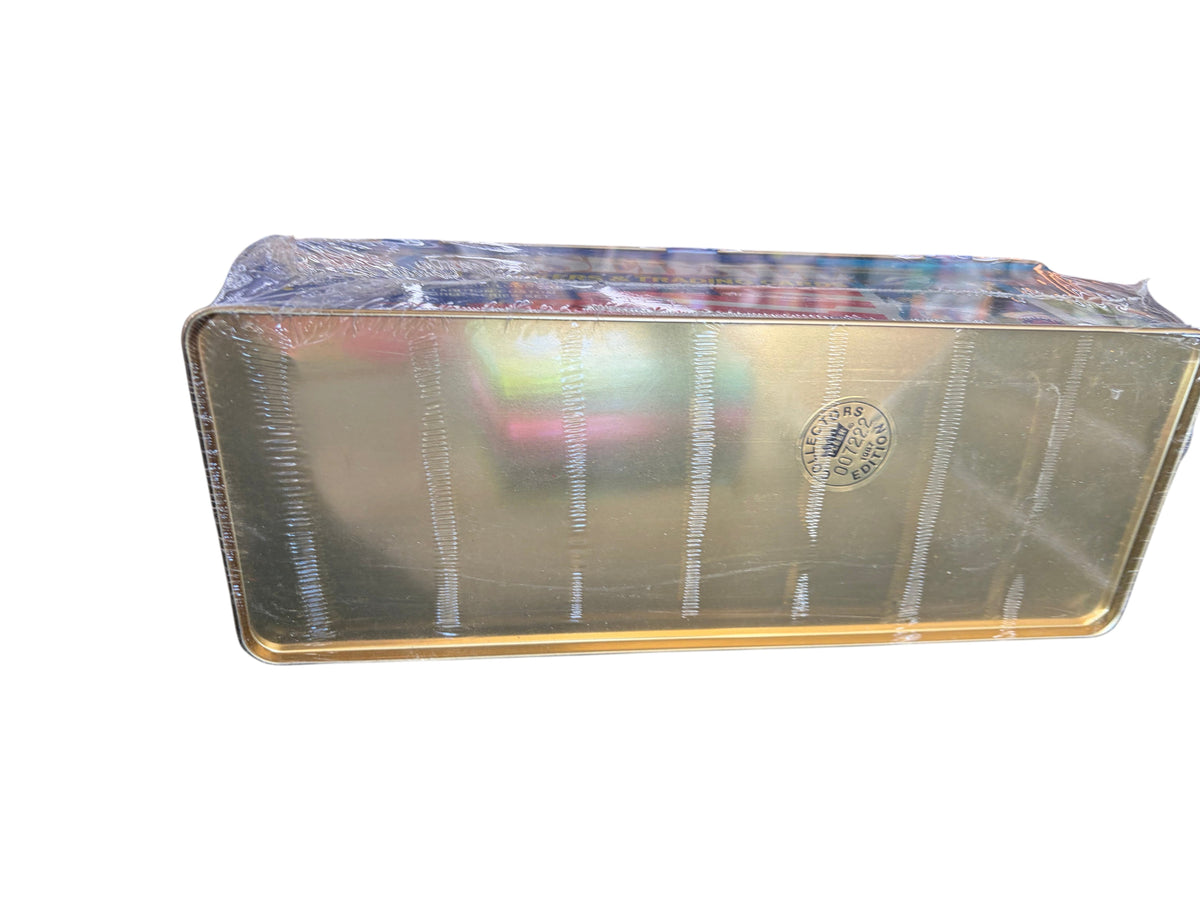 Lowkey Stock 1987 Fleer baseball collectors tin in gold metal with original factory shrink wrap seal