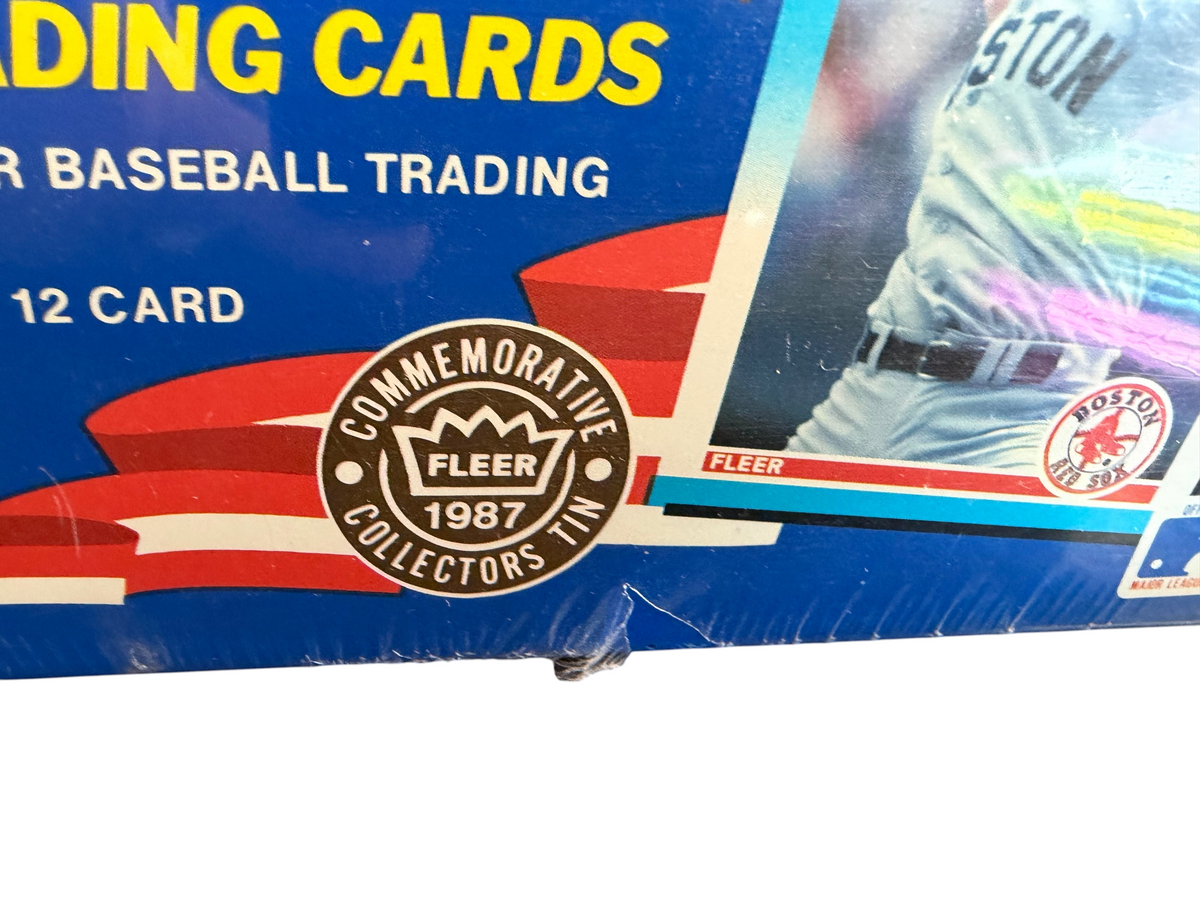 Lowkey Stock 1987 Fleer baseball trading cards collector tin with original factory seal and commemorative logo