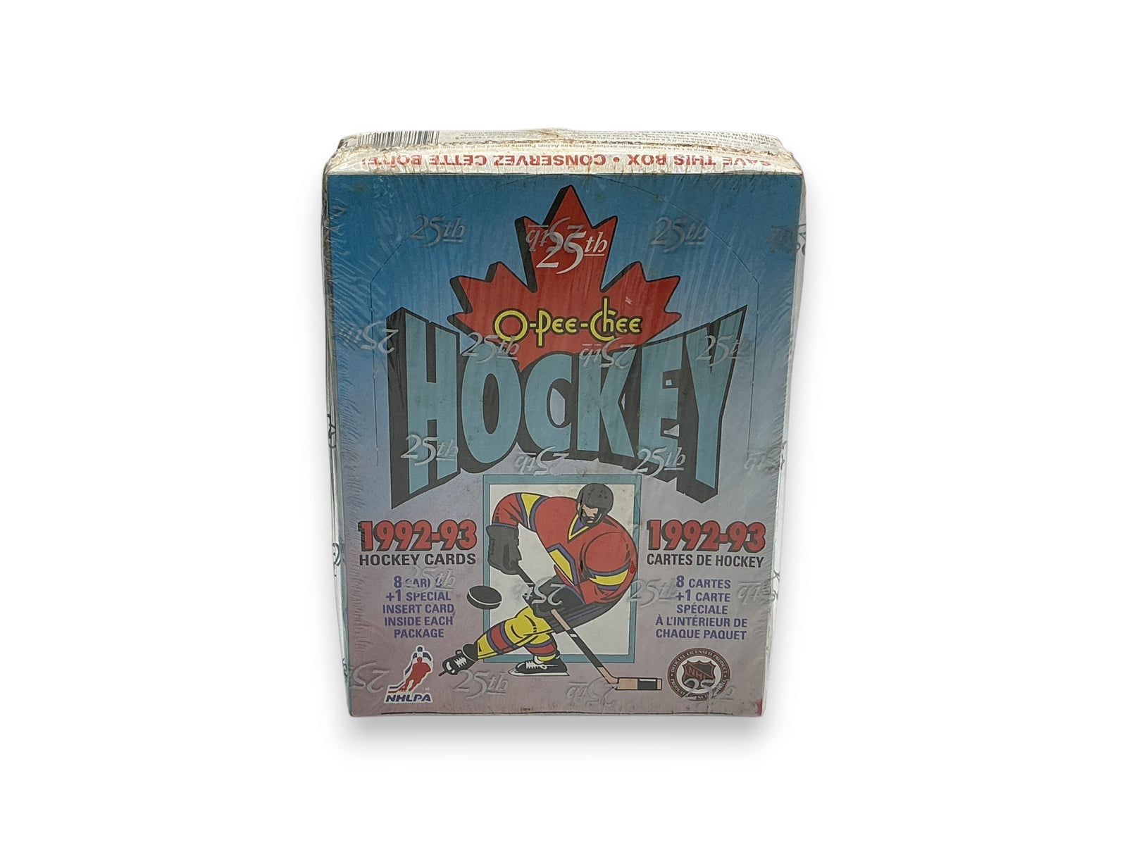 Lowkey Stock 1992-93 O-Pee-Chee Hockey 25th Anniversary sealed trading card box featuring Pavel Bure on the bottom