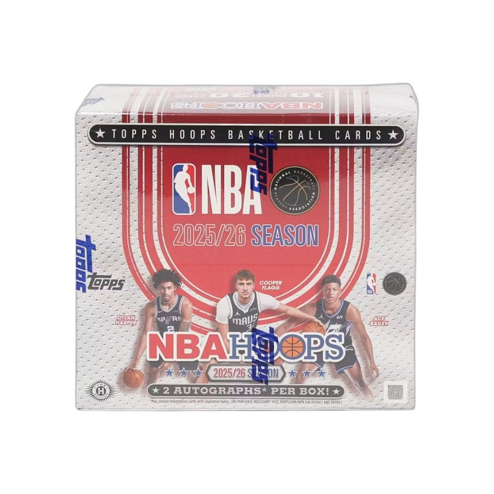 Lowkey Stock 2025/26 Topps Hoops Basketball Hobby Jumbo Box featuring NBA players and guaranteed autograph cards.