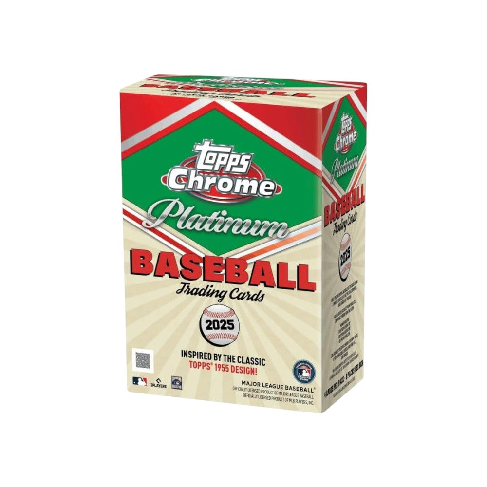 Lowkey Stock 2025 Topps Chrome Platinum Baseball value box featuring 8 packs of collectible trading cards