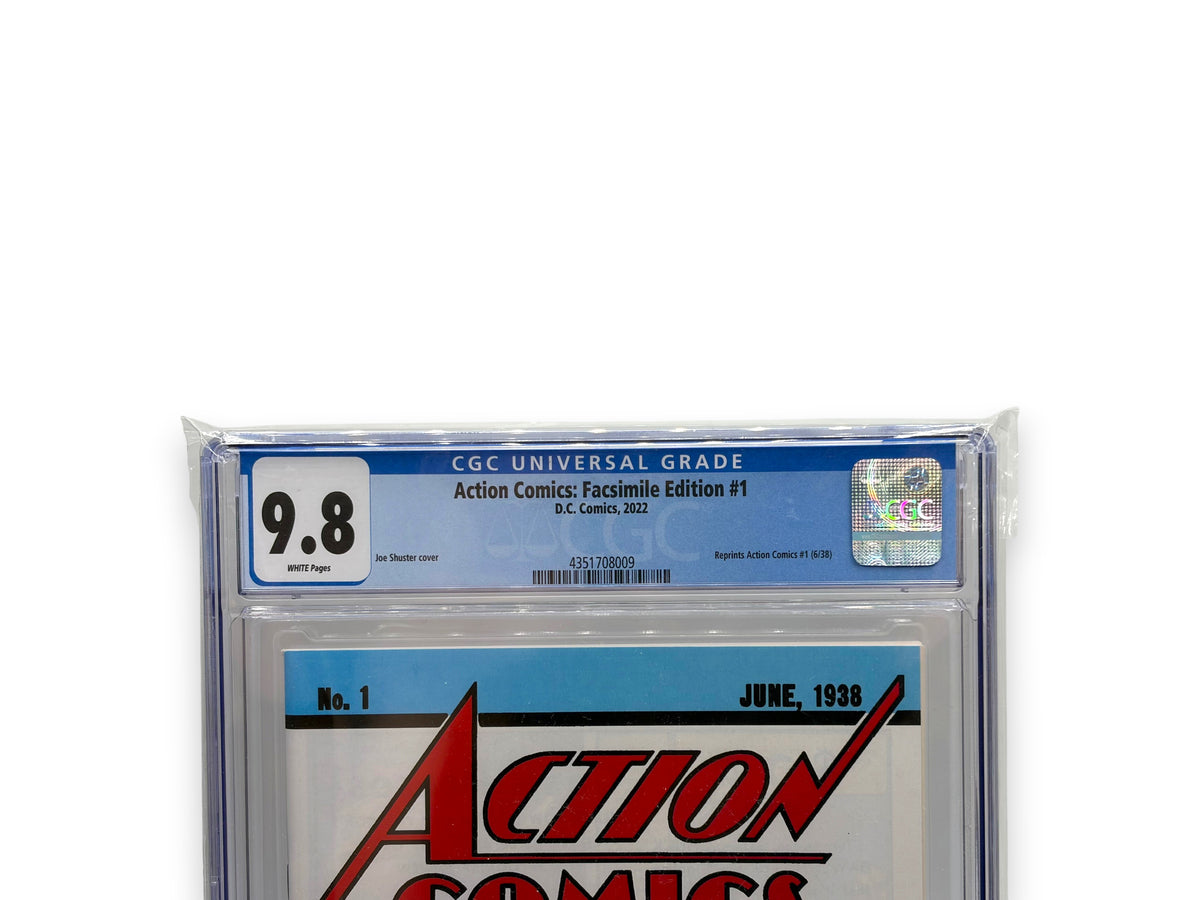 Lowkey Stock Action Comics Facsimile Edition #1 comic book slabbed and graded CGC 9.8 with white pages