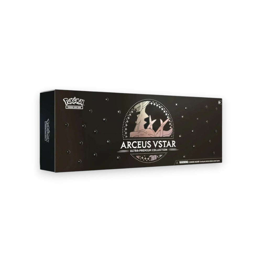 Lowkey Stock factory sealed Pokémon TCG Arceus VSTAR Ultra-Premium Collection box with black and silver design.