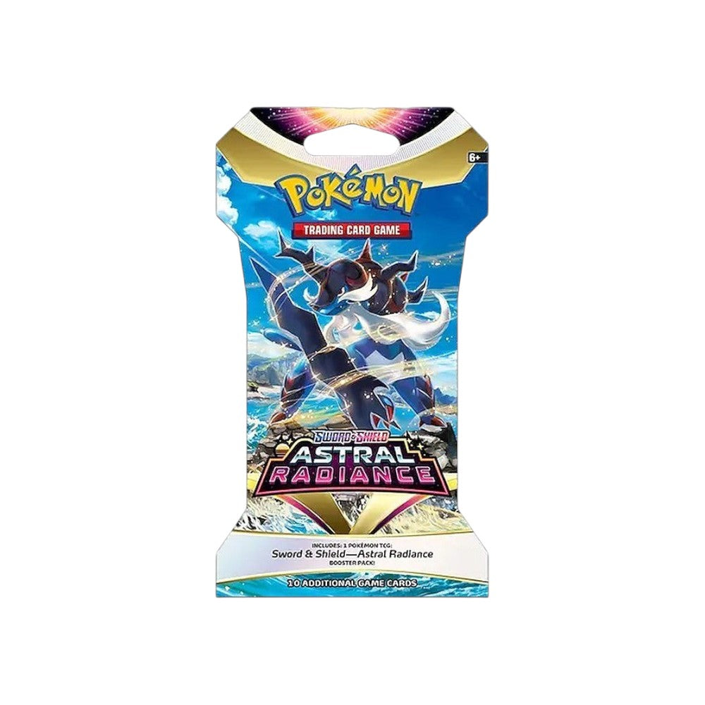 Lowkey Stock factory sealed Pokémon TCG Sword & Shield Astral Radiance booster pack with Hisuian Samurott artwork.