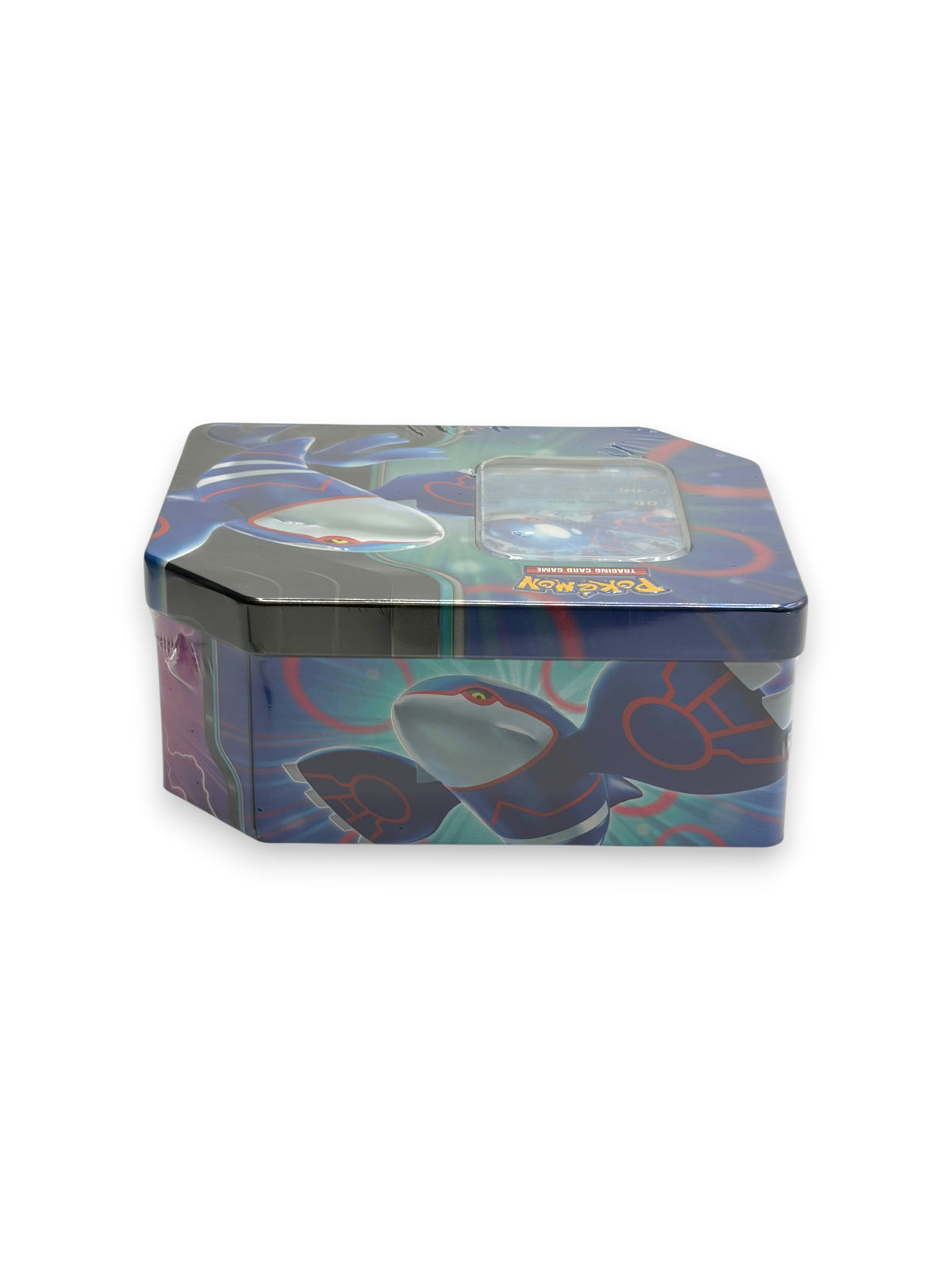Lowkey Stock sealed Azure Legends Pokémon TCG tin featuring Kyogre ex artwork on a blue metal container