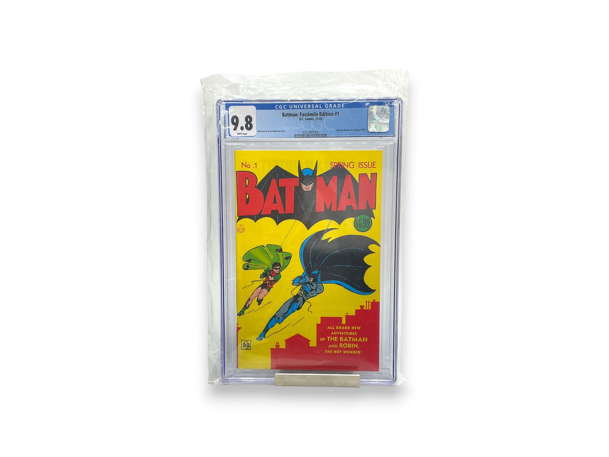 Lowkey Stock Batman #1 Facsimile Edition comic book graded CGC 9.8 in a protective plastic slab