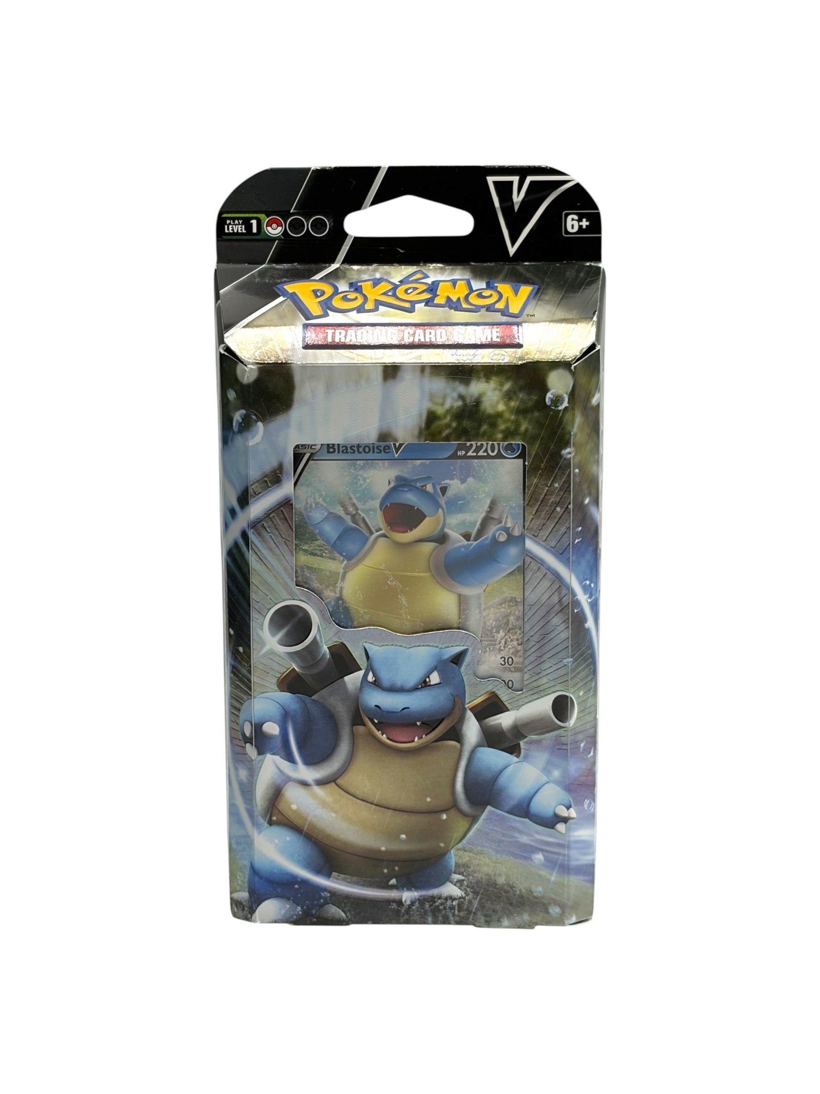 Lowkey Stock Pokemon TCG Blastoise V Battle Deck featuring a blue Blastoise character illustration on the packaging