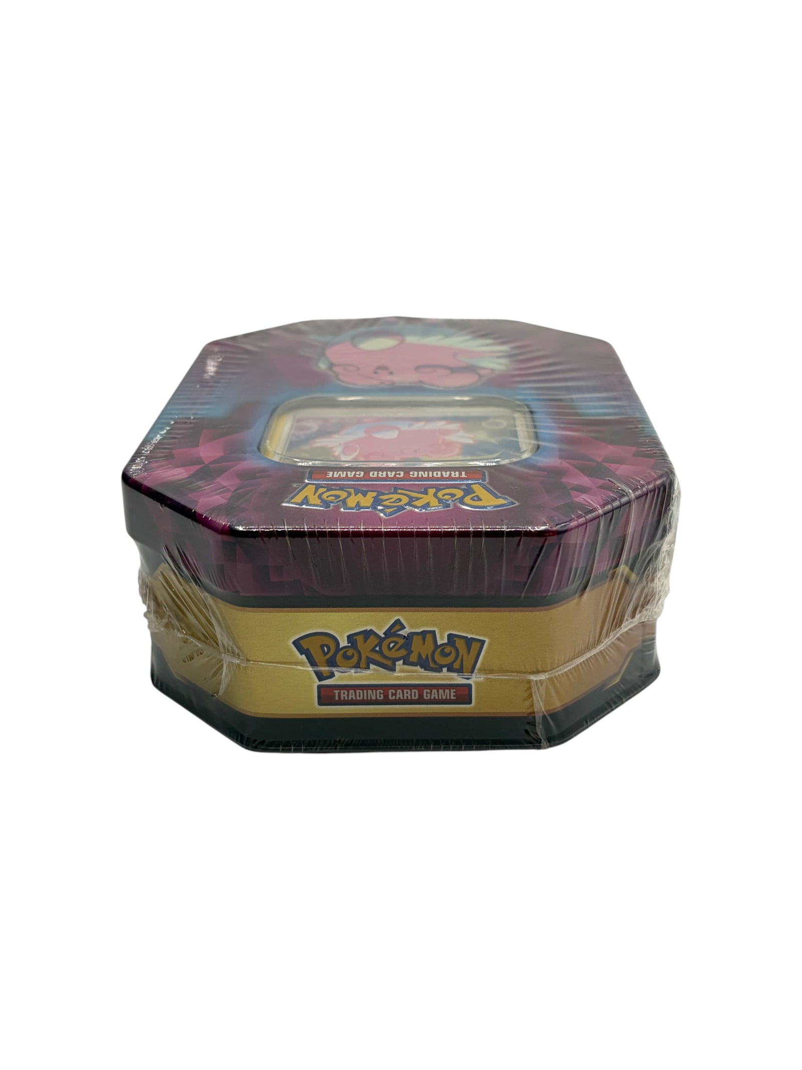 Lowkey Stock Pokemon TCG Blissey Strong Bond collector tin featuring a pink Blissey character, sealed in plastic wrap.