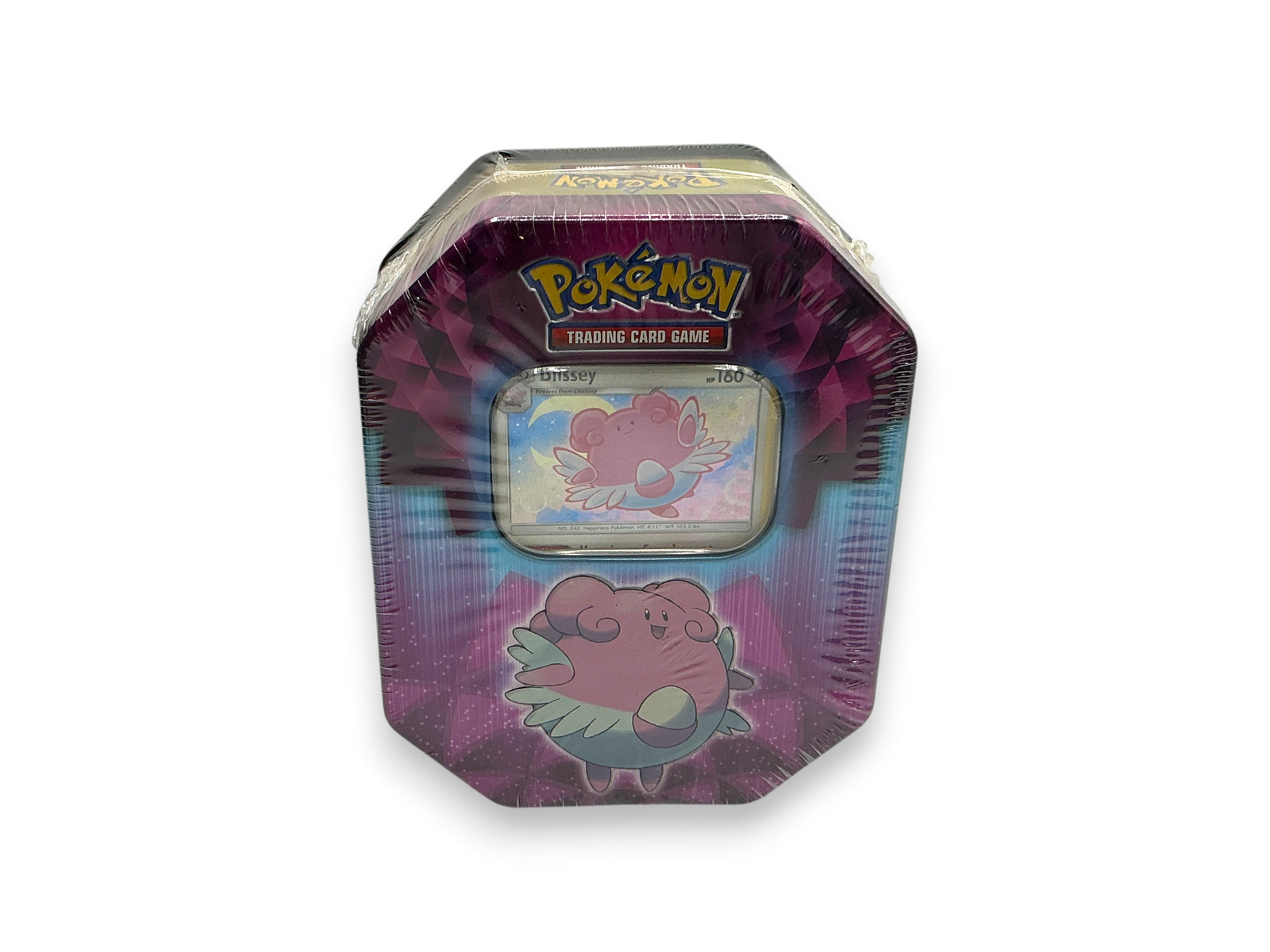 Lowkey Stock Pokemon TCG Blissey Strong Bond collector tin featuring Blissey artwork, factory sealed in plastic.