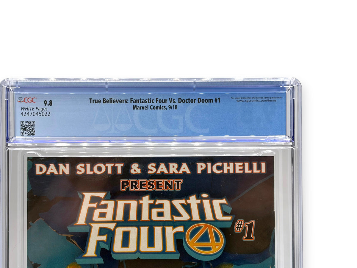 Lowkey Stock CGC 9.8 graded True Believers Fantastic Four vs Doctor Doom comic book in a protective plastic slab