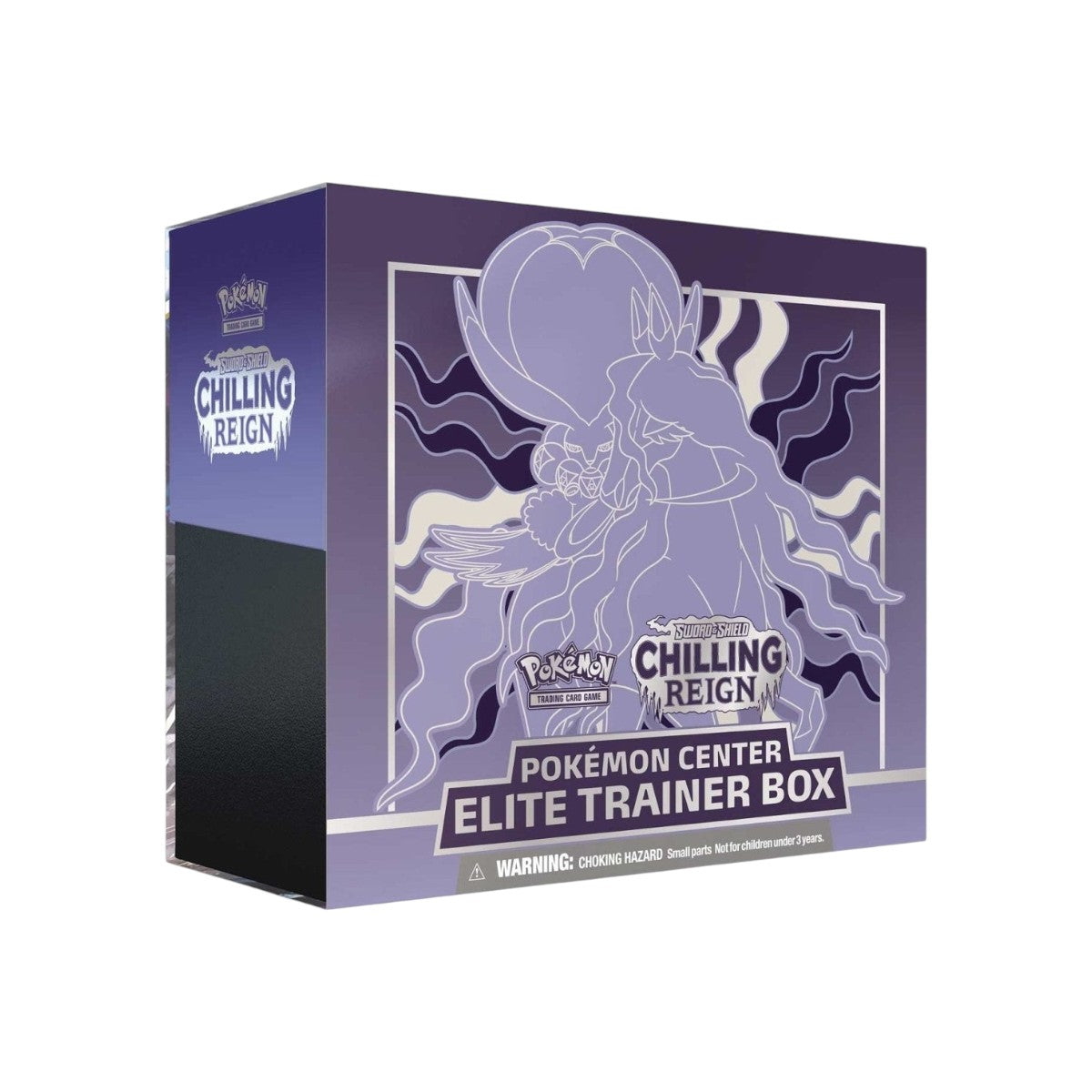 Lowkey Stock Pokémon Center Chilling Reign Elite Trainer Box featuring Shadow Rider Calyrex in purple packaging