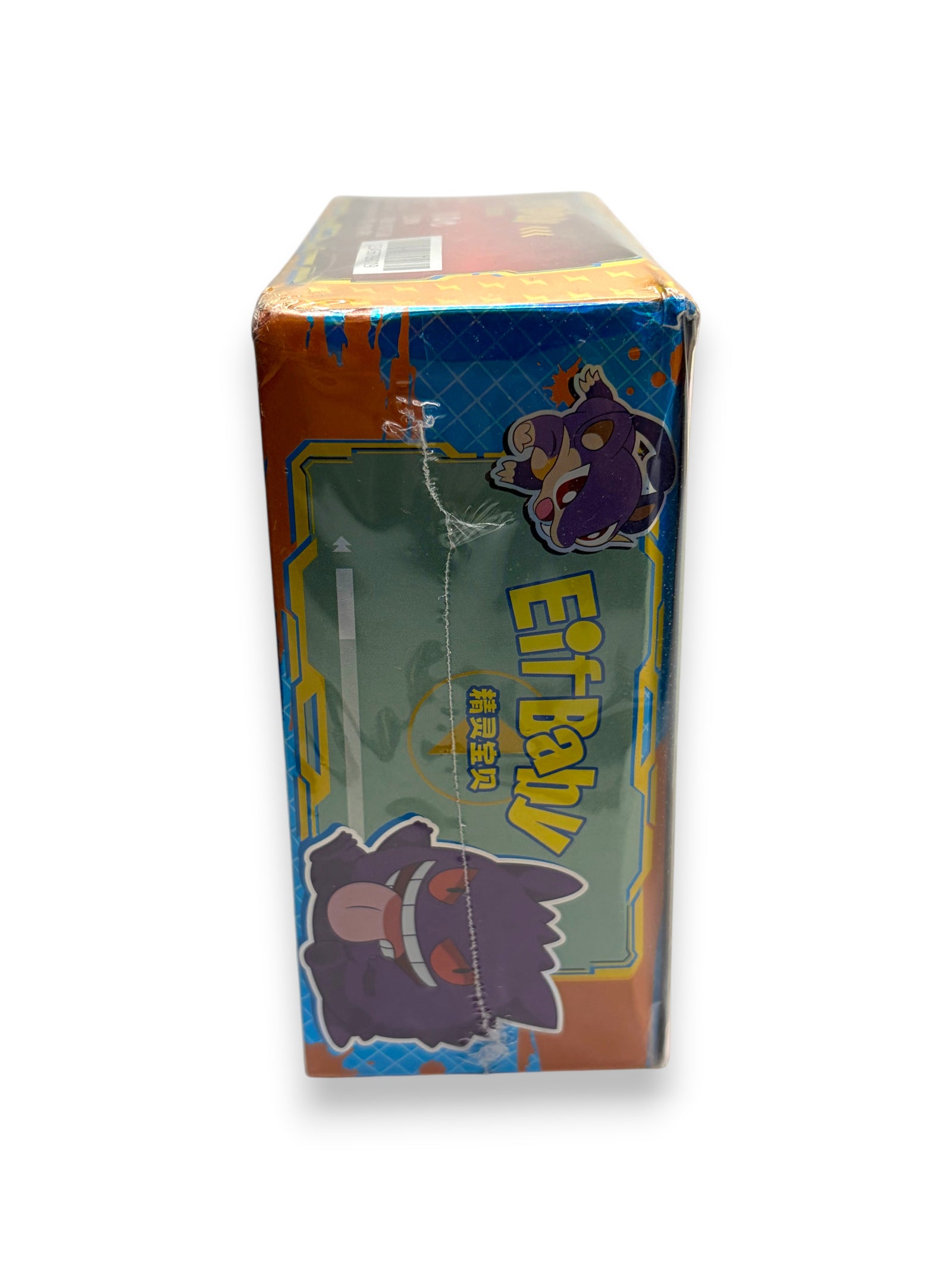 Lowkey Stock unlicensed Chinese Pocket Baby Eif Elf trading card booster box with purple cartoon character graphics