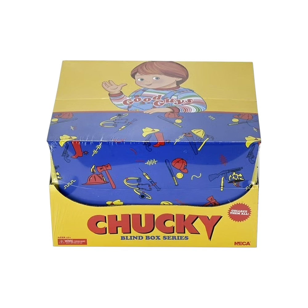 Lowkey Stock NECA Chucky TV Series Good Guys blind box retail case containing 12 collectible horror figures
