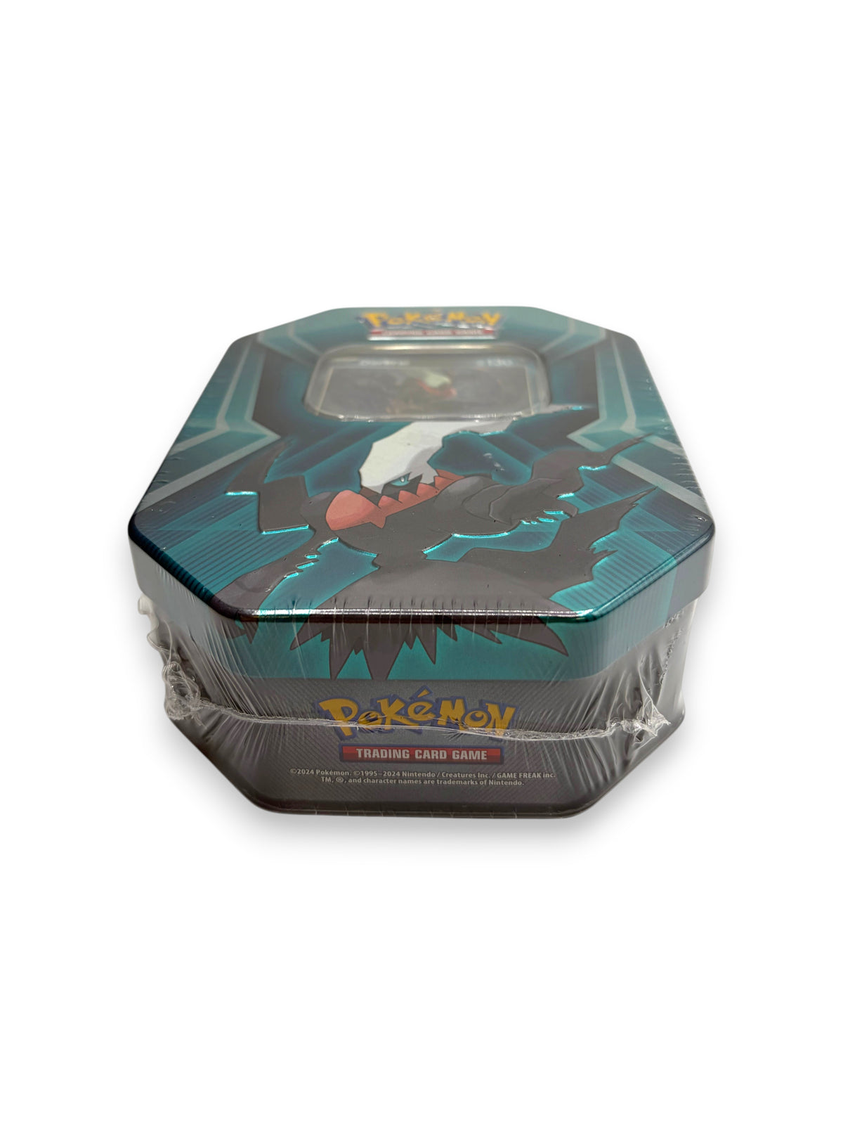 Lowkey Stock factory sealed Darkrai Pokémon TCG collector tin featuring dark blue and black artwork