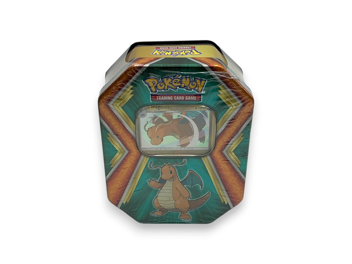 Lowkey Stock sealed 2019 Pokemon TCG Dragonite Dragons tin featuring a promo card and three booster packs
