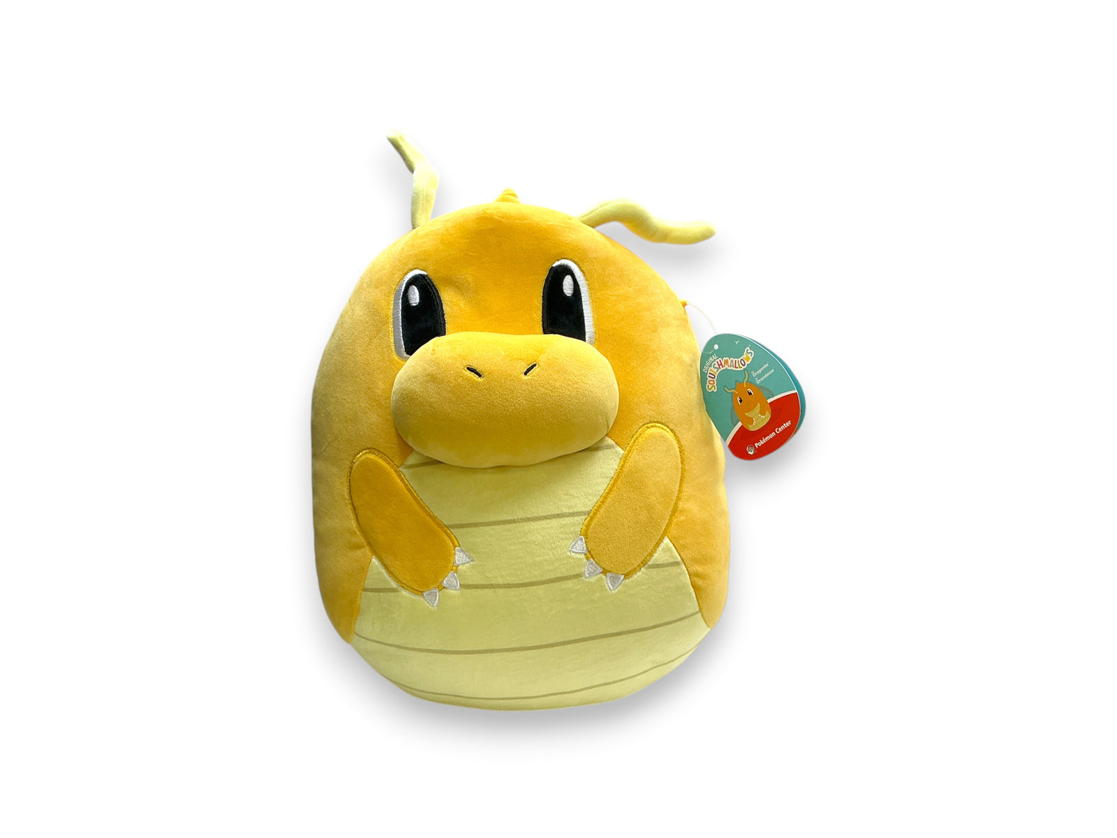 Lowkey Stock 14-inch Dragonite Pokémon Squishmallows plush toy with ultrasoft yellow fabric and embroidered details