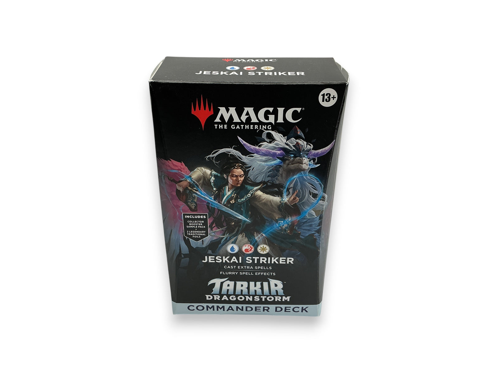 Lowkey Stock Magic The Gathering Dragonstorm Commander Deck Jeskai Striker featuring fantasy character art