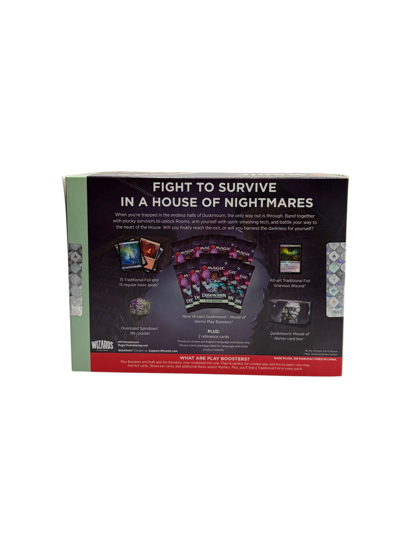 Lowkey Stock Magic The Gathering Duskmourn House of Horror sealed bundle box back view with game details