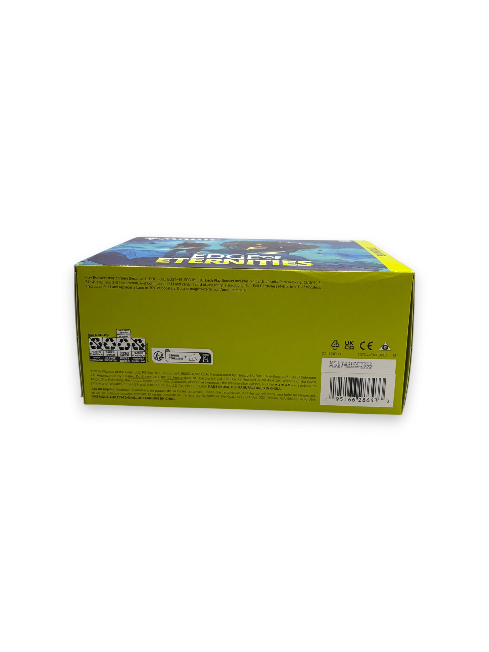 Lowkey Stock Magic The Gathering Edge of Eternities sealed bundle box showing back panel with product information