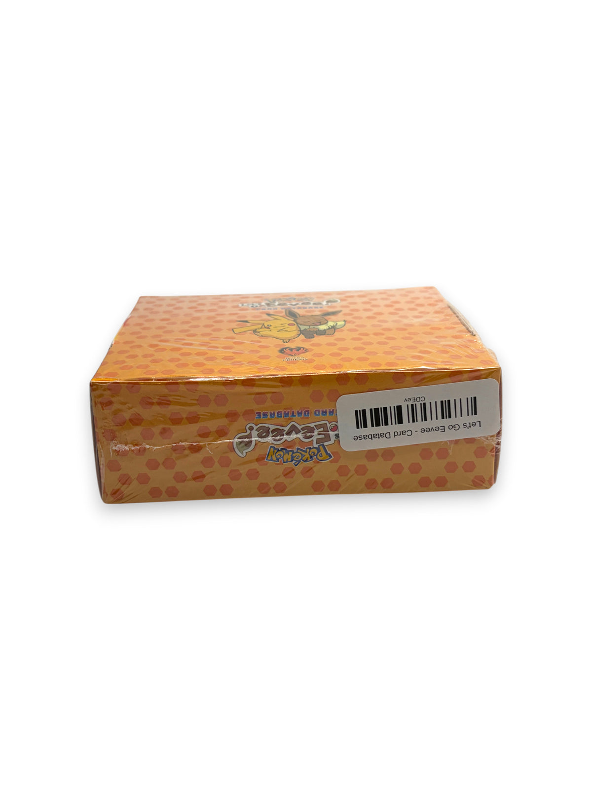 Lowkey Stock sealed Let’s Go Eevee Pokémon card database box with orange honeycomb pattern packaging