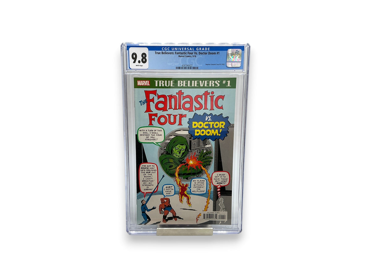 Lowkey Stock CGC 9.8 graded 2018 True Believers Fantastic Four #5 comic book featuring the first Doctor Doom cover