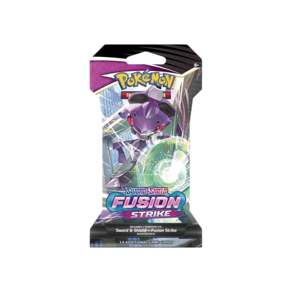 Lowkey Stock factory sealed Pokémon TCG Sword and Shield Fusion Strike sleeved booster pack with Genesect artwork