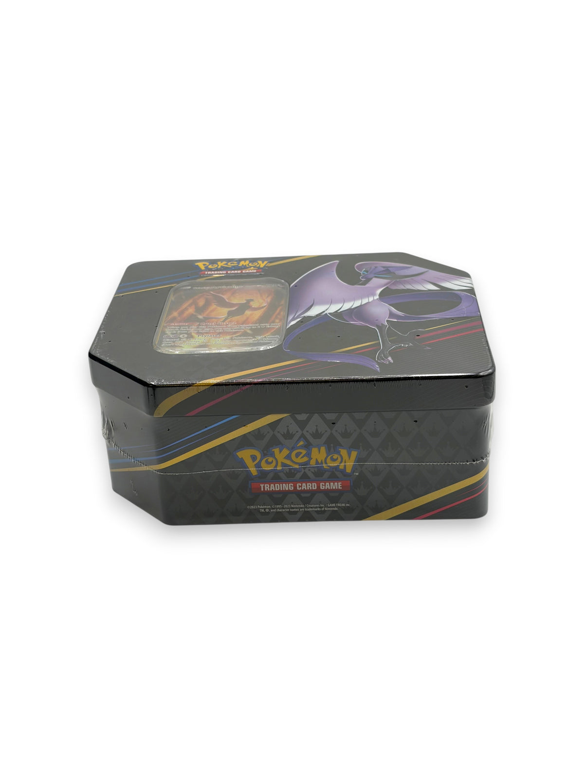 Lowkey Stock sealed Pokemon TCG Crown Zenith Galarian Articuno large collector tin with visible trading card