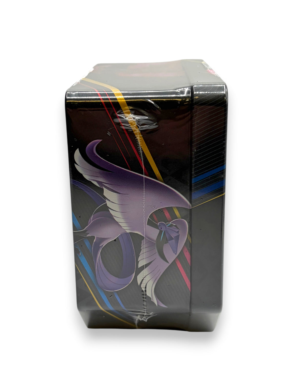 Lowkey Stock Crown Zenith Pokemon TCG Galarian Moltres sealed collector tin with side profile artwork
