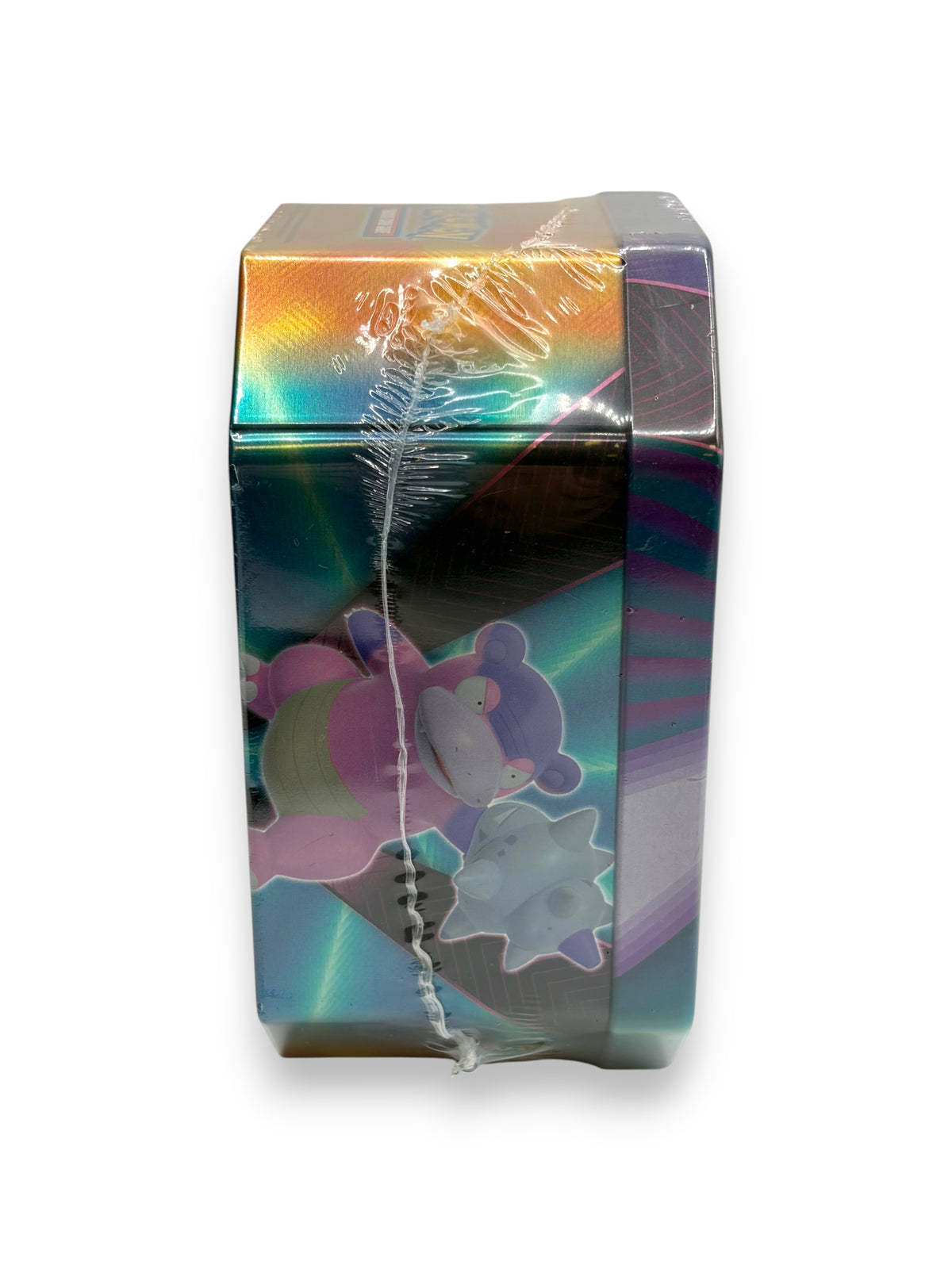 Lowkey Stock sealed Pokemon Galarian Slowbro V trading card tin with iridescent metallic finish and character art