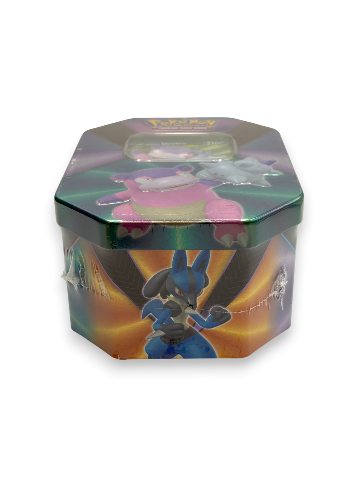 Lowkey Stock sealed Pokemon Galarian Slowbro V trading card game tin featuring vibrant character artwork