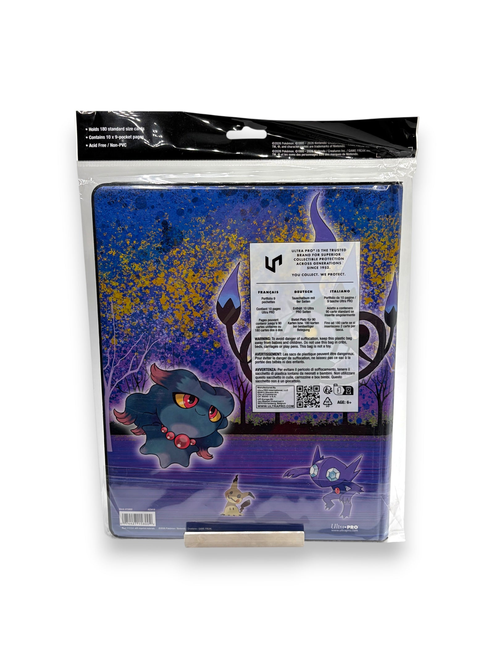 Lowkey Stock Ultra Pro Pokemon TCG Gengar Haunted Hollows 9-pocket trading card binder back view in plastic packaging