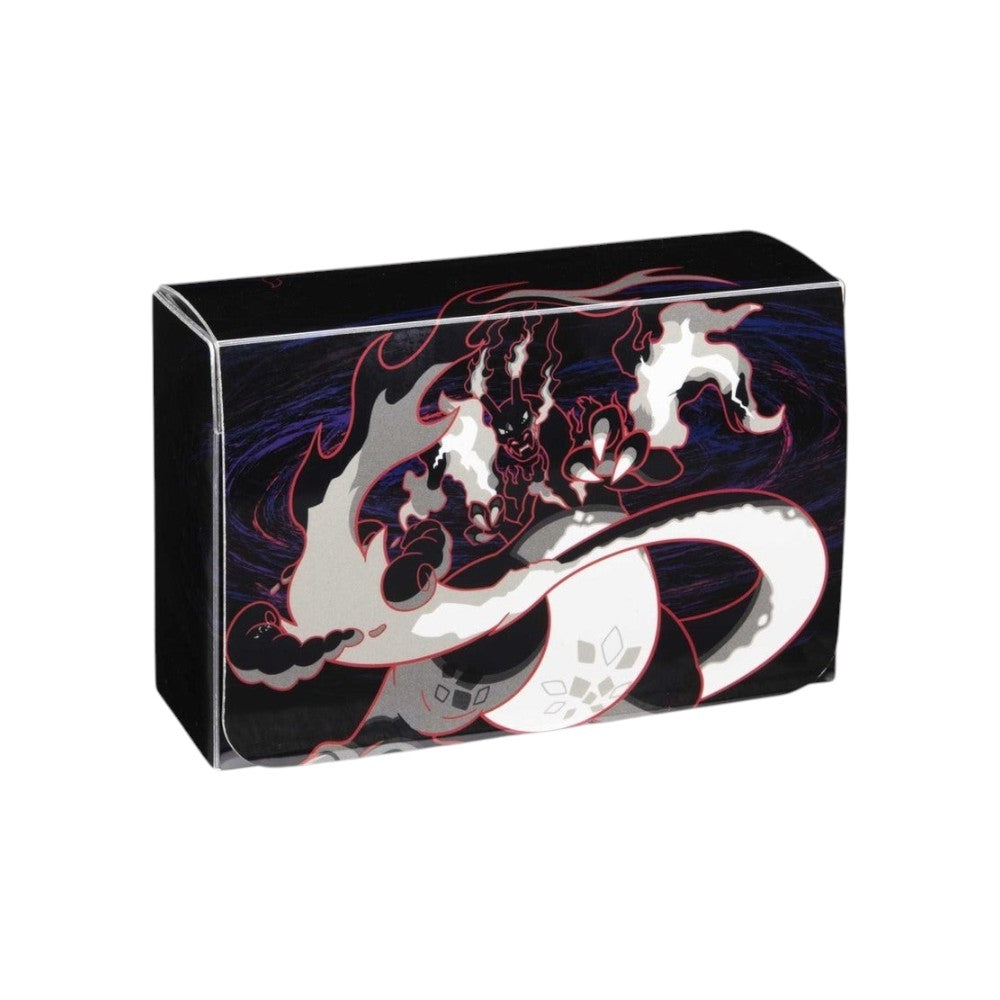 Lowkey Stock Pokémon Center Exclusive Gigantamax Charizard double deck box with black and red fiery artwork