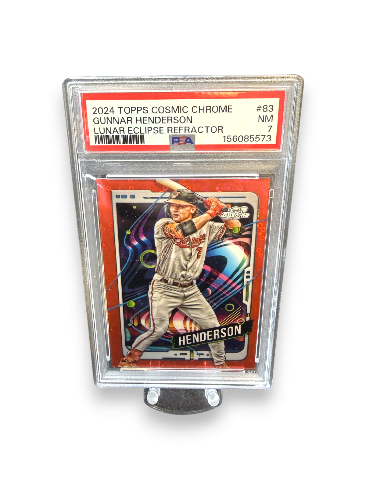 Lowkey Stock 2024 Topps Cosmic Chrome Gunnar Henderson Lunar Eclipse Refractor baseball card graded PSA 7