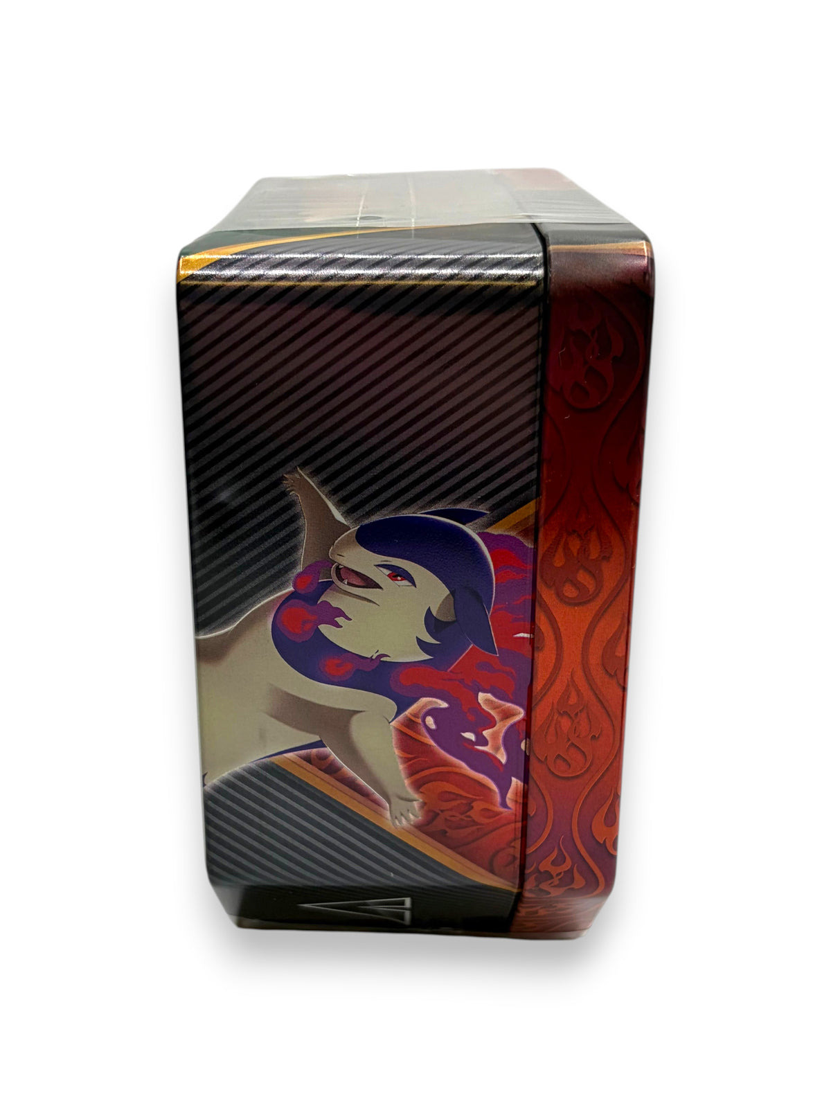 Lowkey Stock Pokemon Divergent Powers Hisuian Typhlosion V tin side view with purple and orange flame graphics